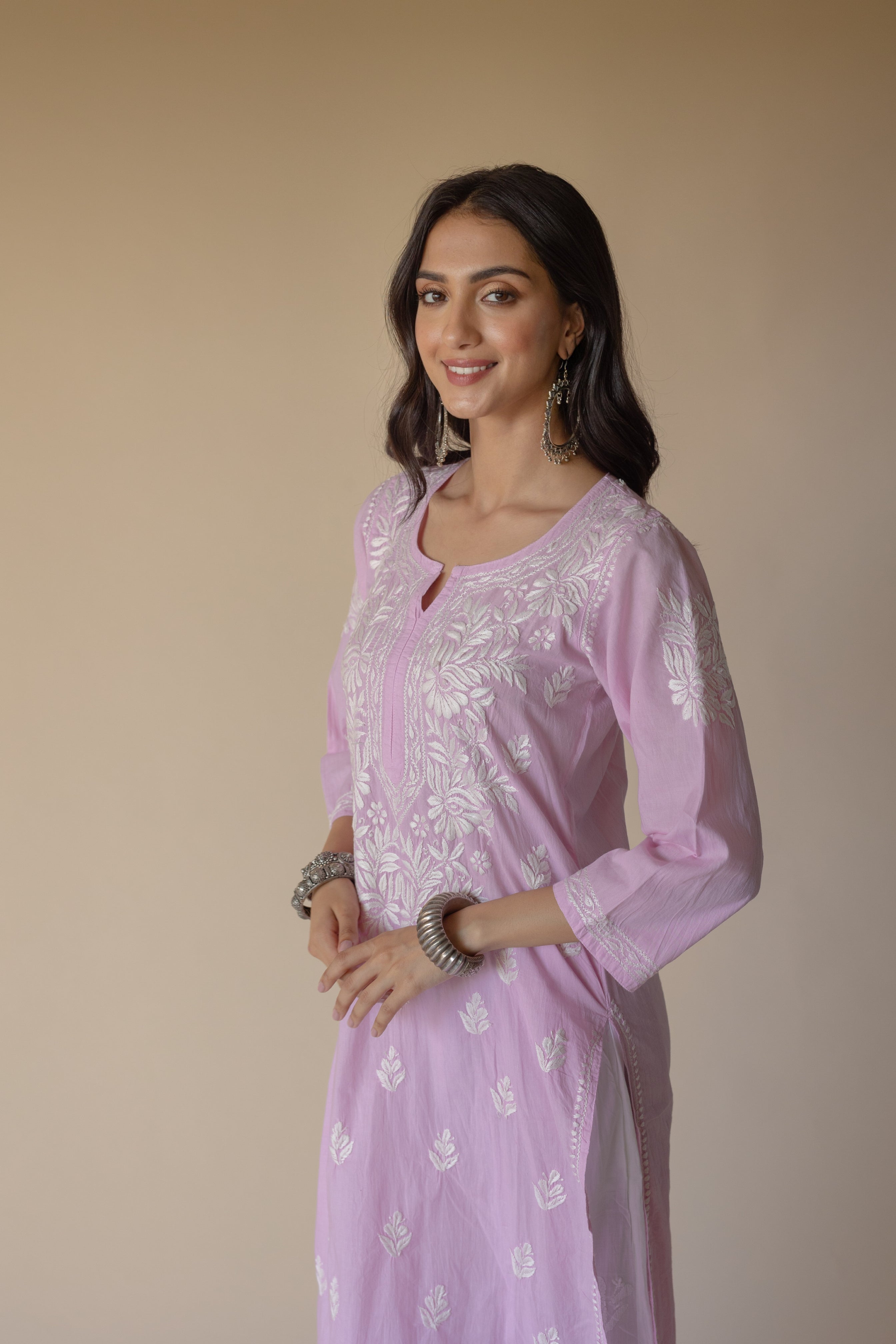 Fida Cotton Pink Hand Embroidered Chikankari Kurta