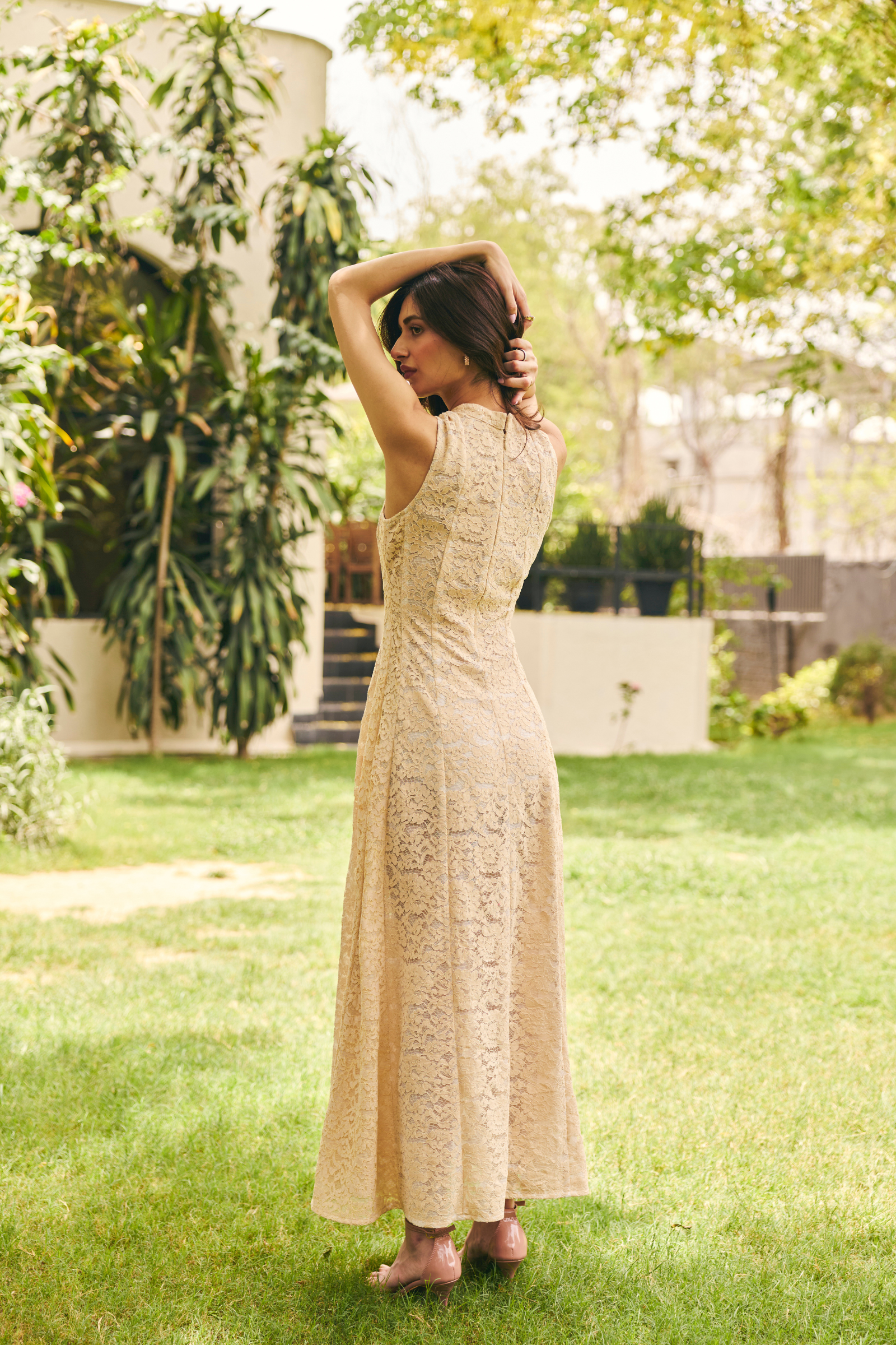 Paris off white maxi lace dress