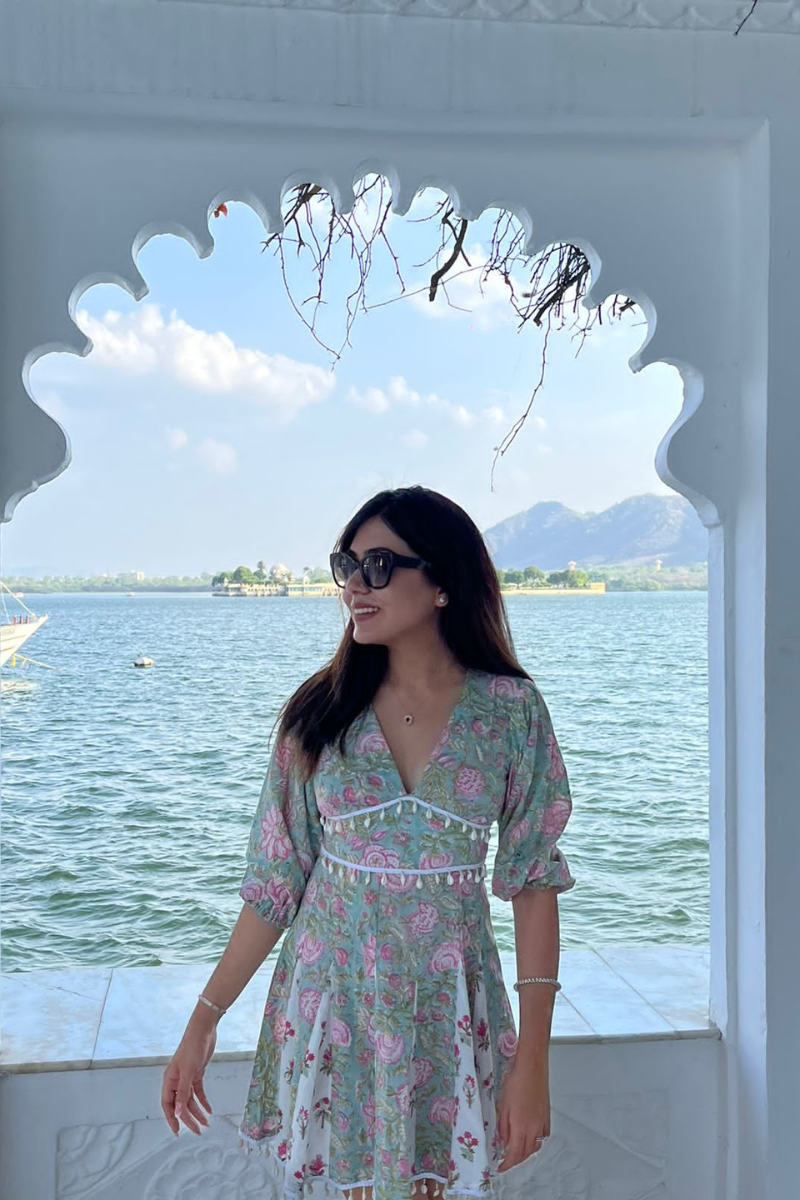 Diaz Pastel Green Printed Cotton Dress