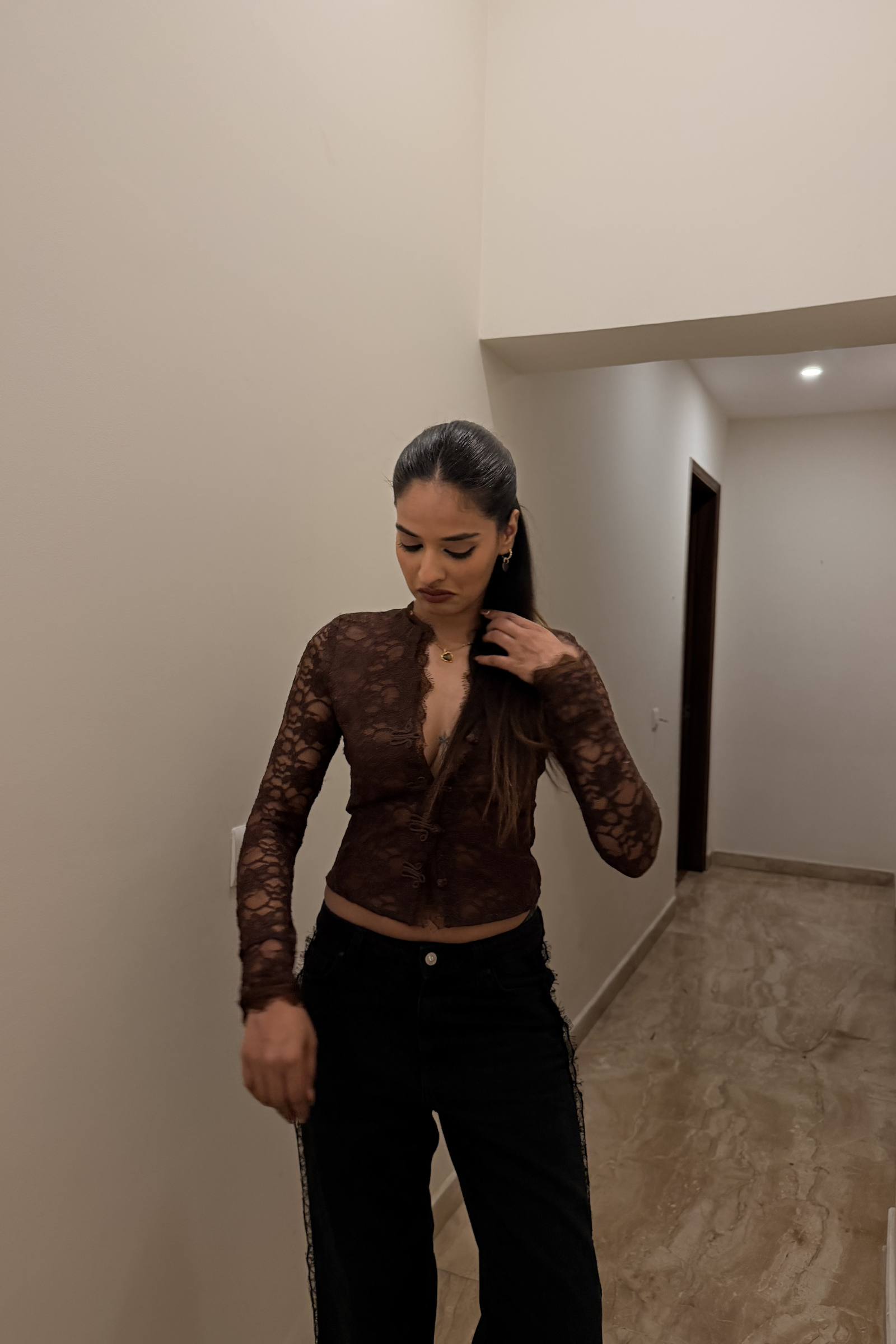 Petra Brown lace top