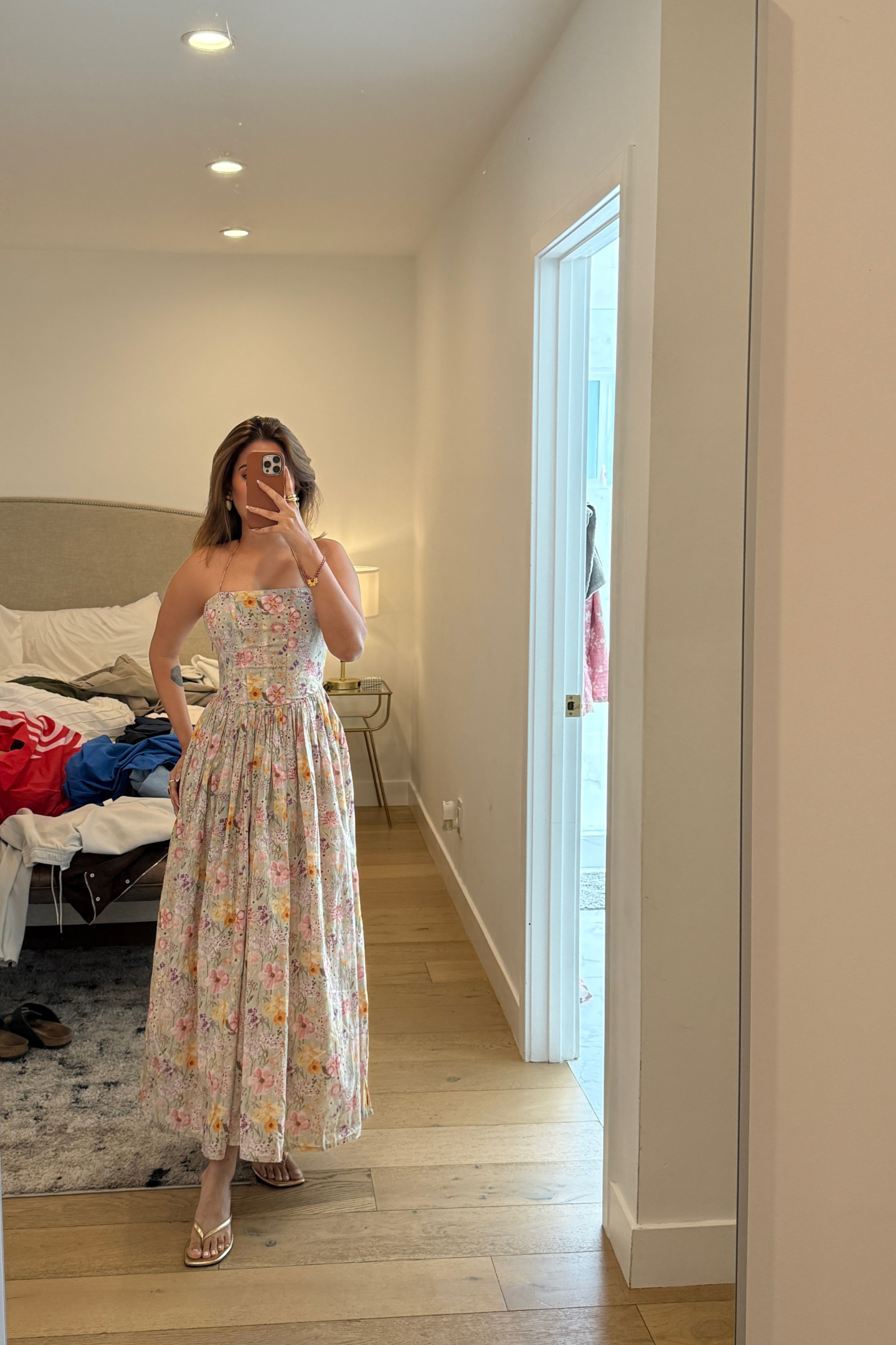 Nice sage green corset floral midi dress
