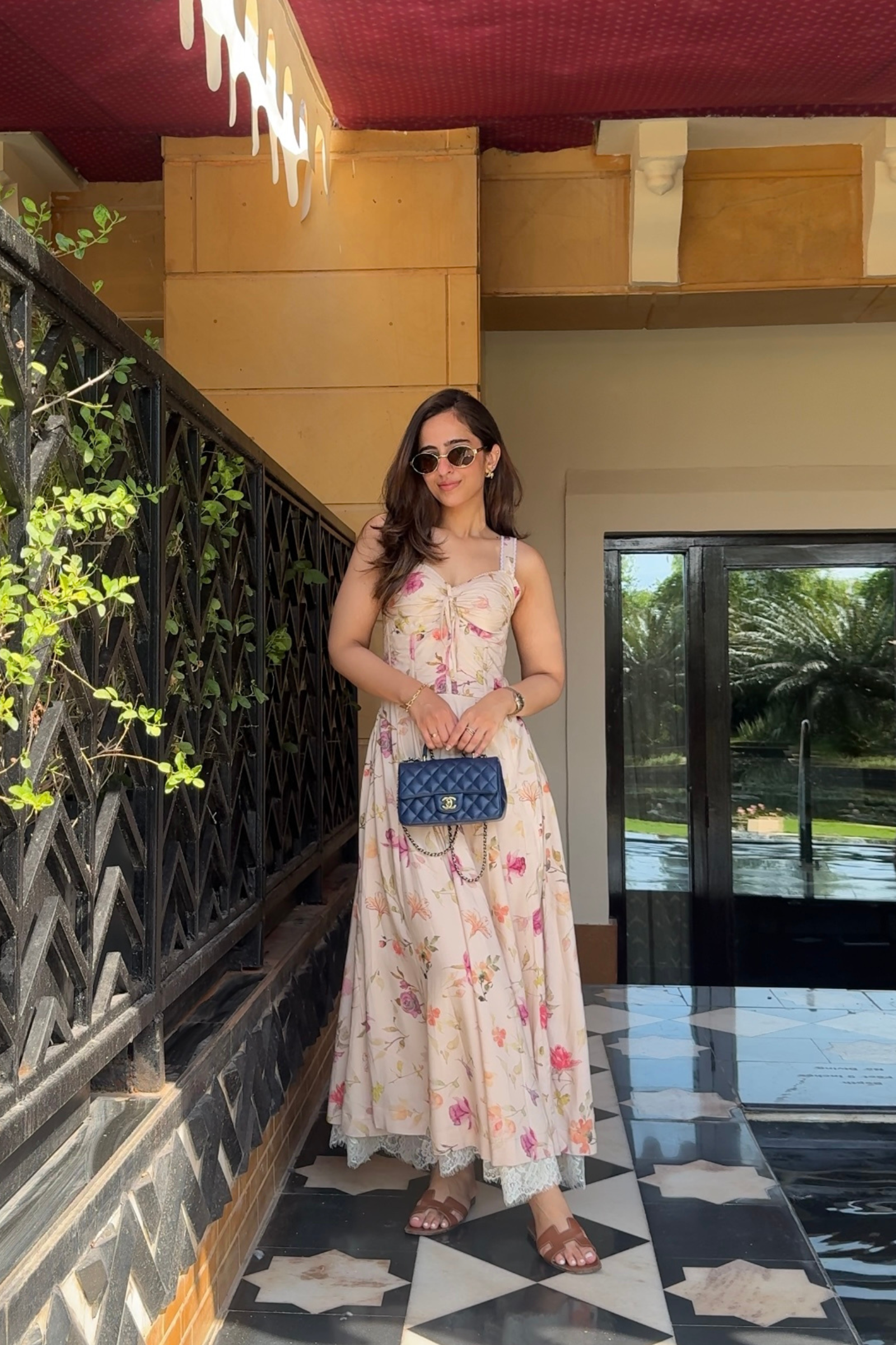 Poema Ivory Lacey Floral Midi Corset Dress