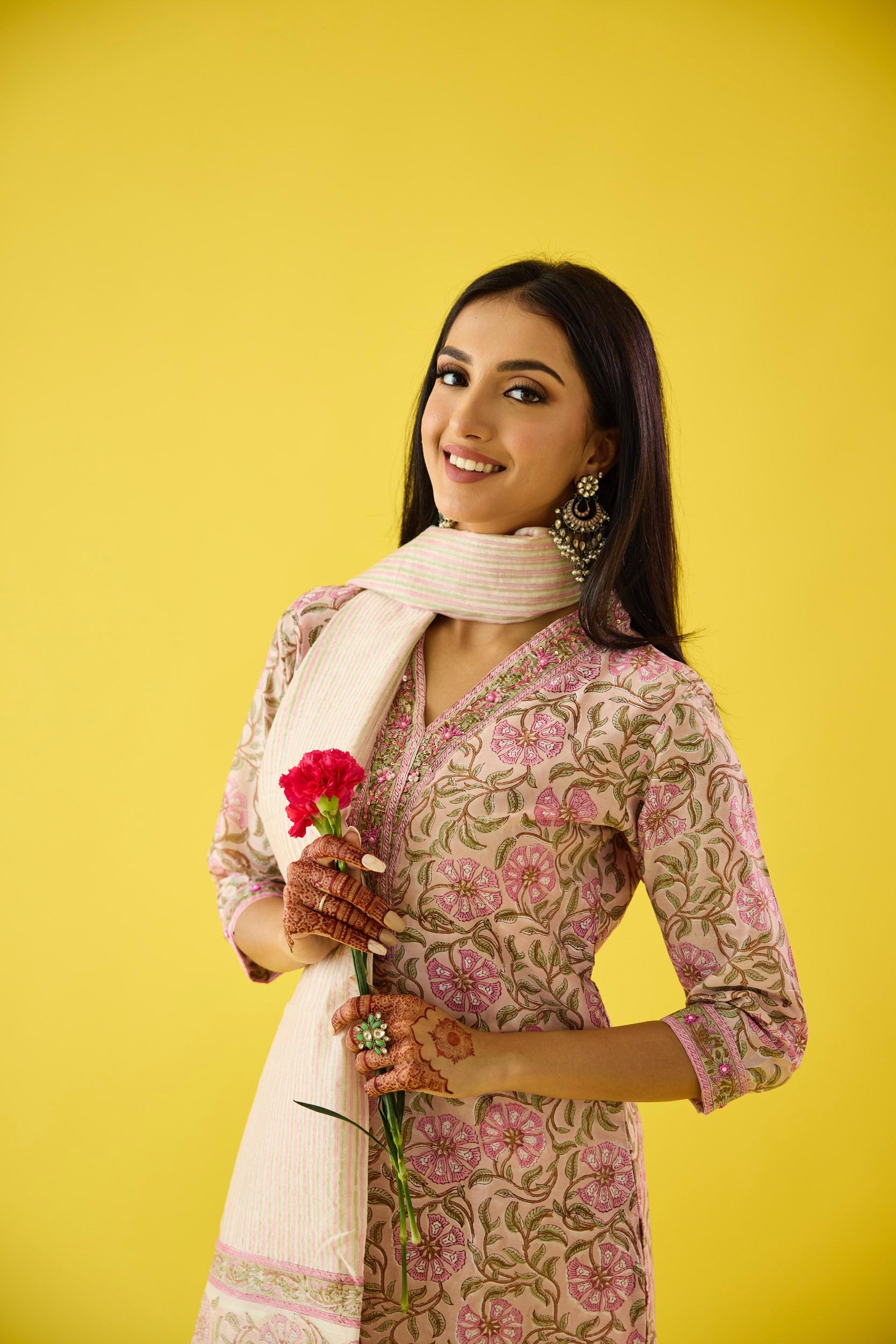 Aarzoo Pink Chanderi Hand Embellished Kurta Set