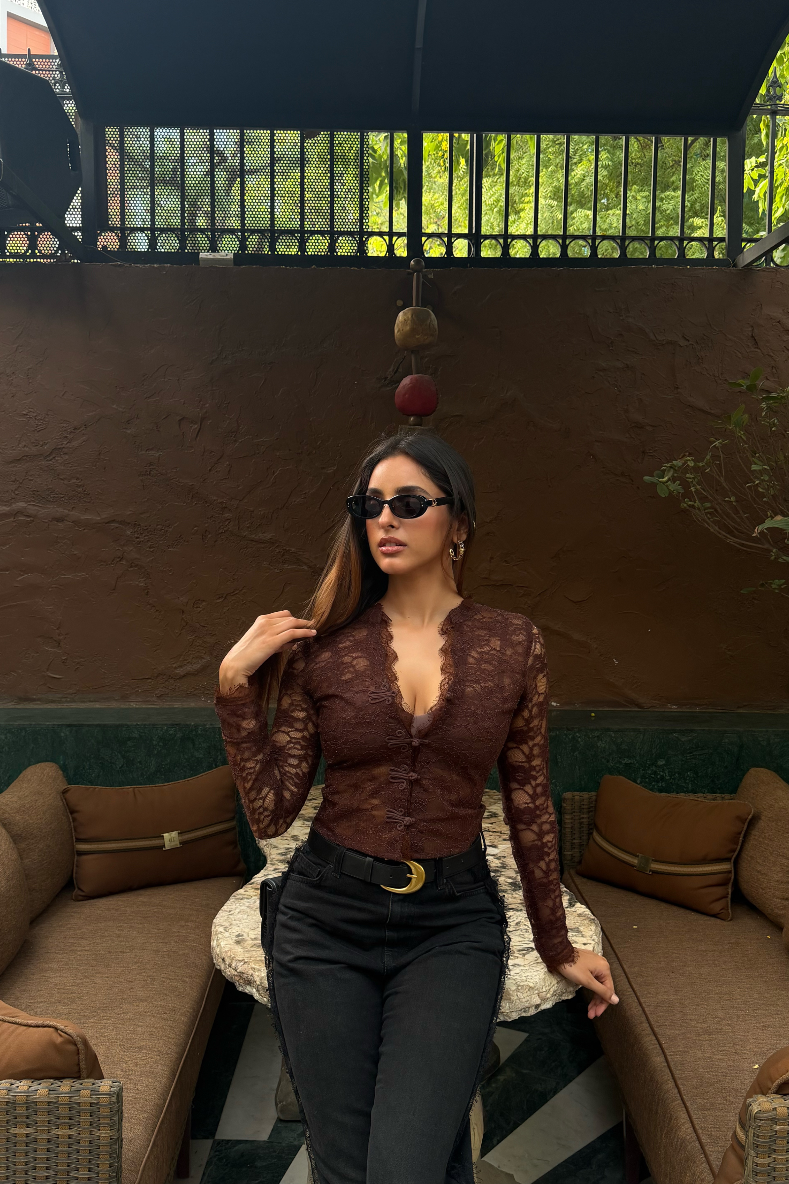 Petra Brown lace top