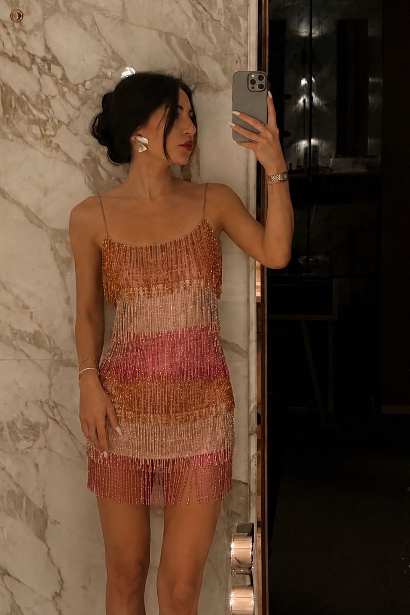 Miami multicolor Fringe Embellished Mini Dress