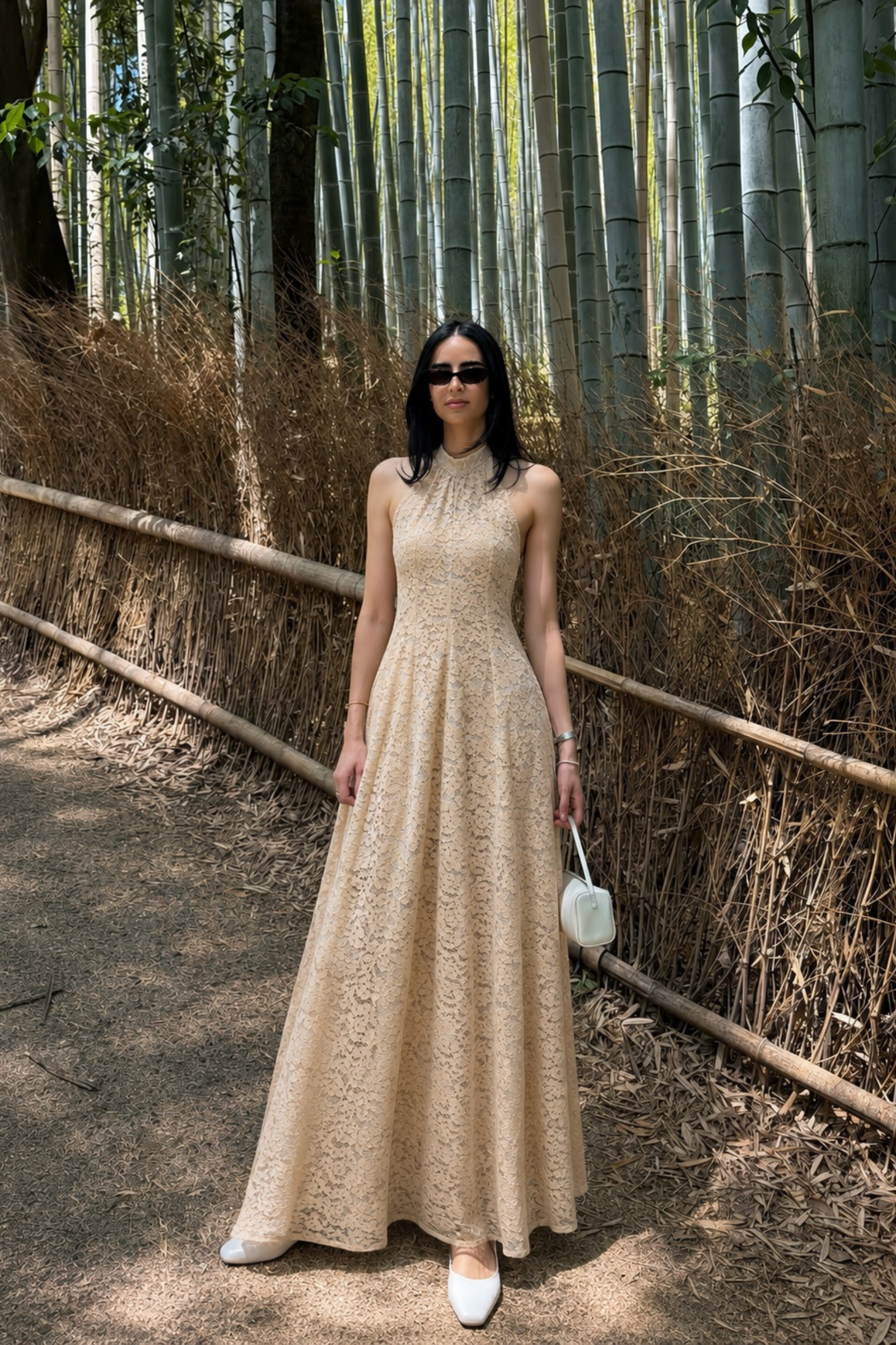 Paris off white maxi lace dress