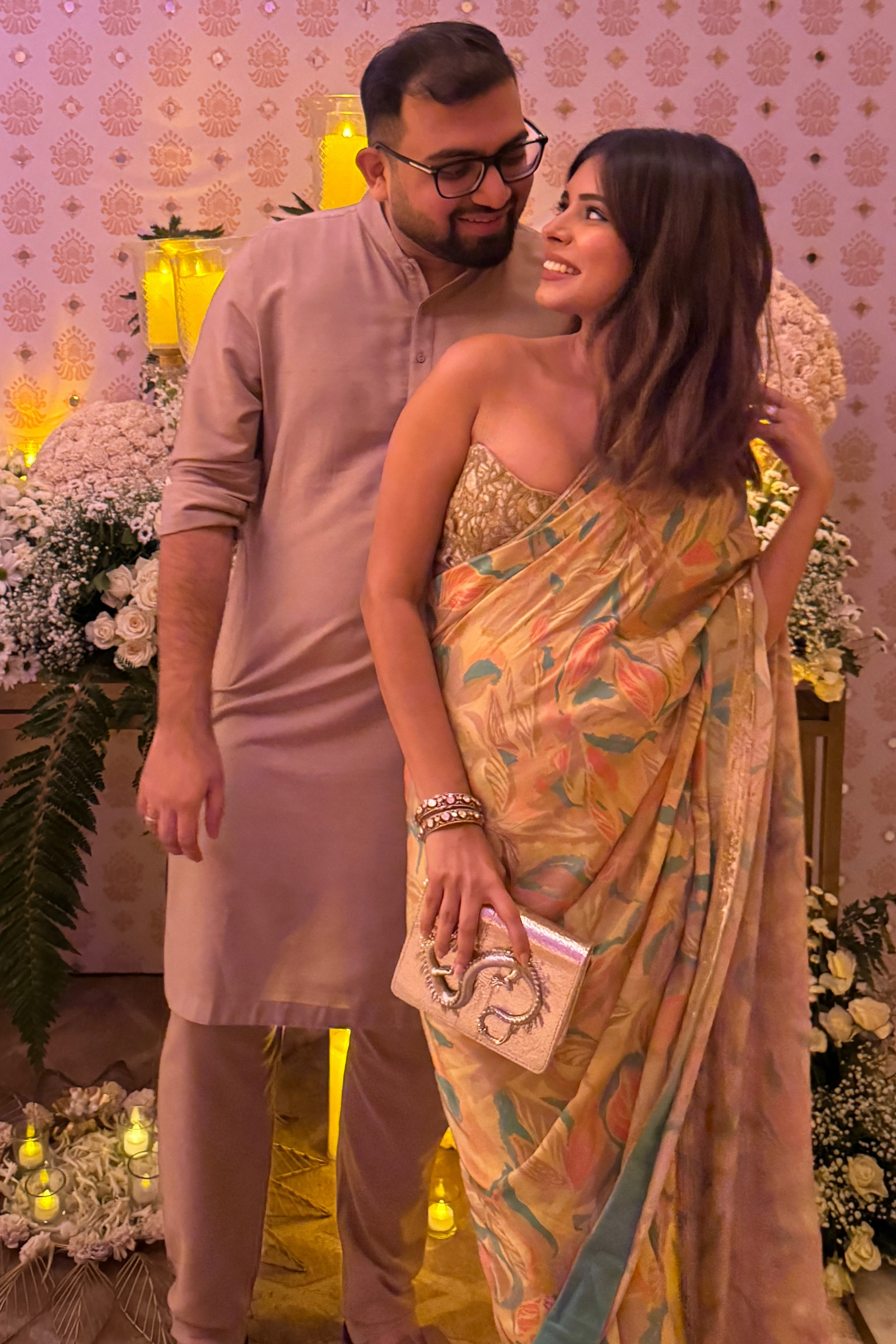 Kashish Yellow Crepe Saree With Gold Embroidered Strapless Blouse