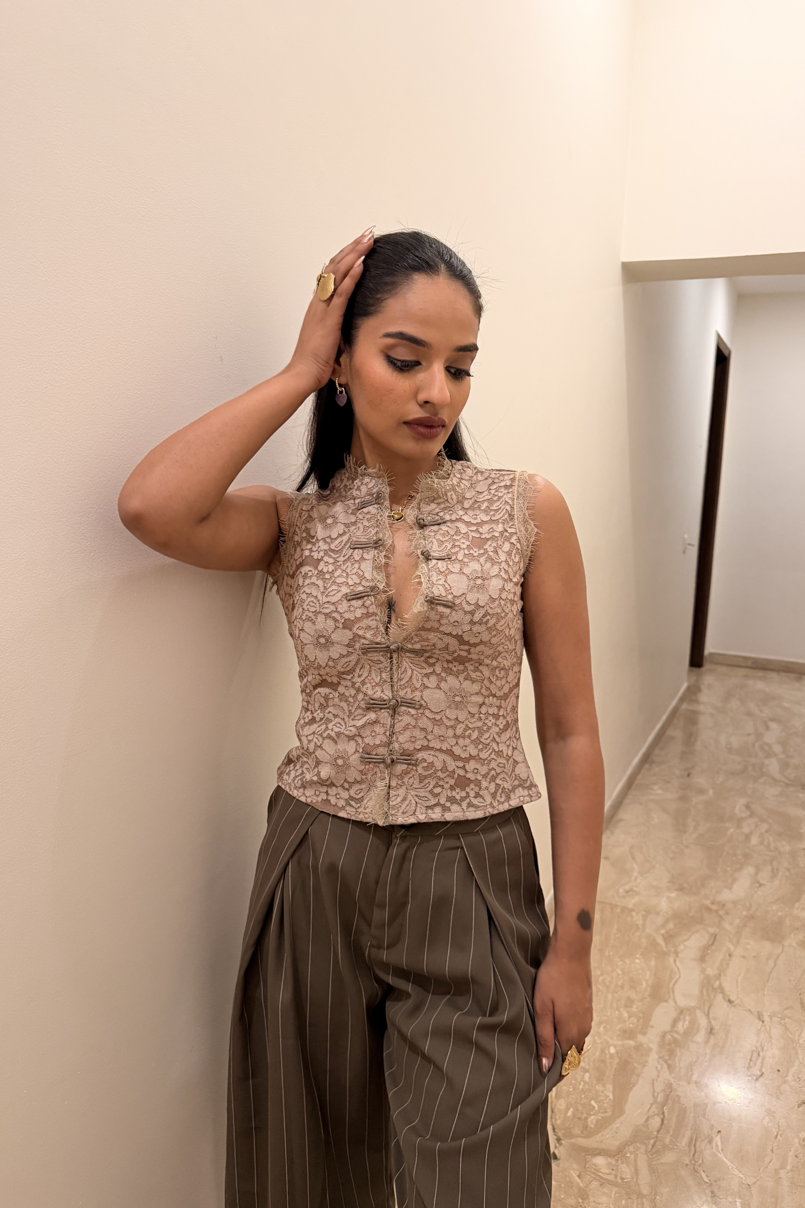 Matera Beige Lace Top
