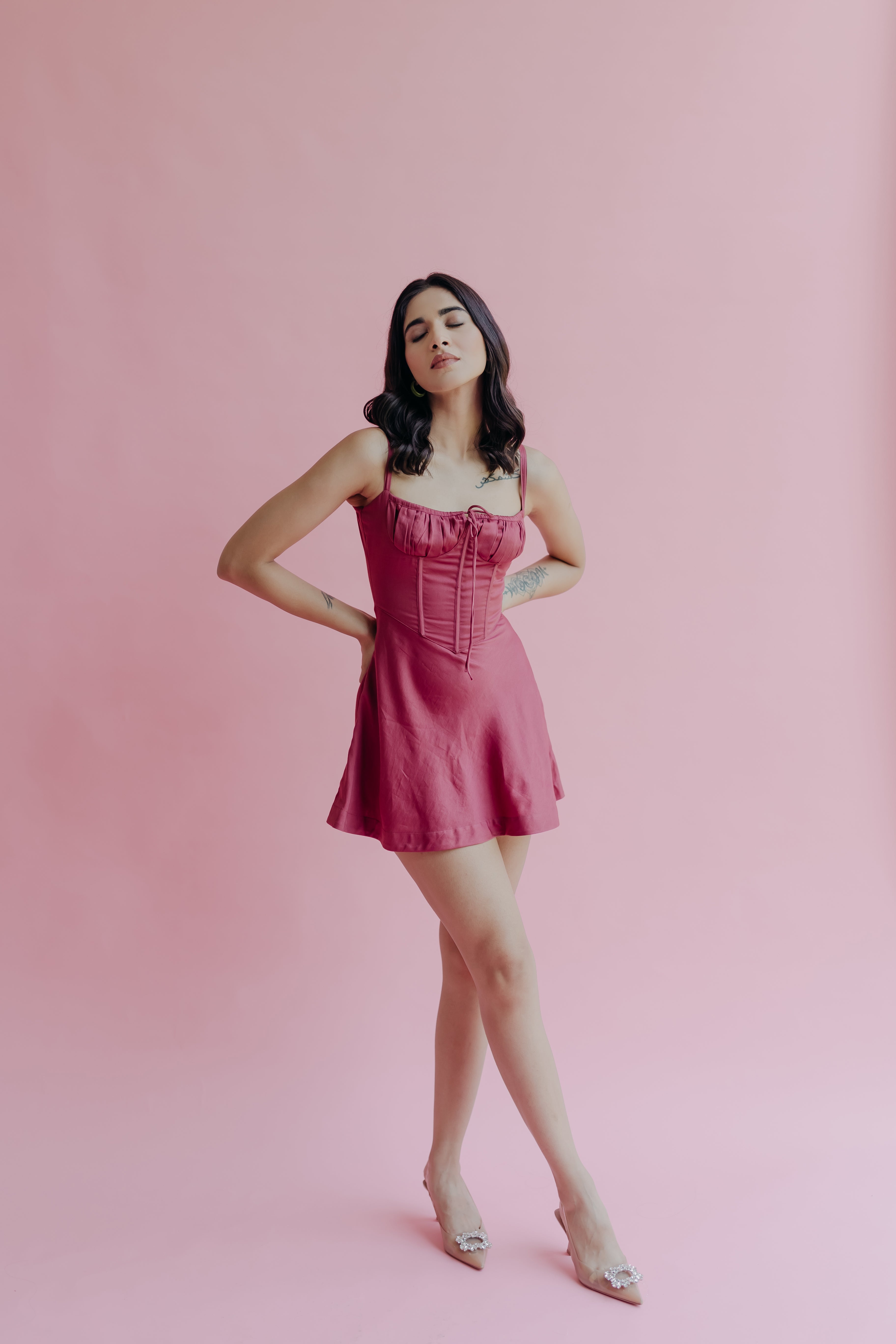 Daphne Wine Corset Mini Dress