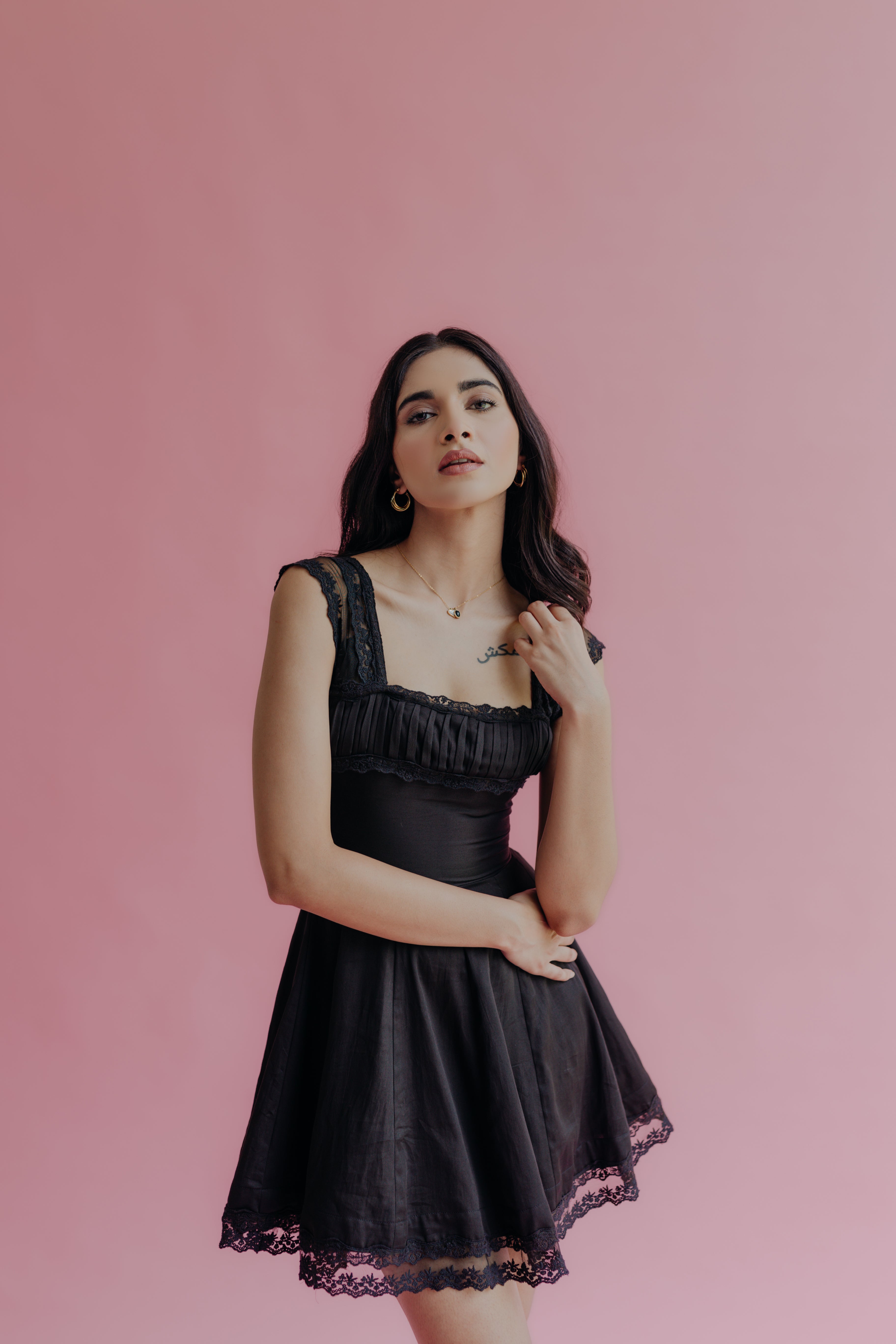 Katerina Black A-Line Mini Dress