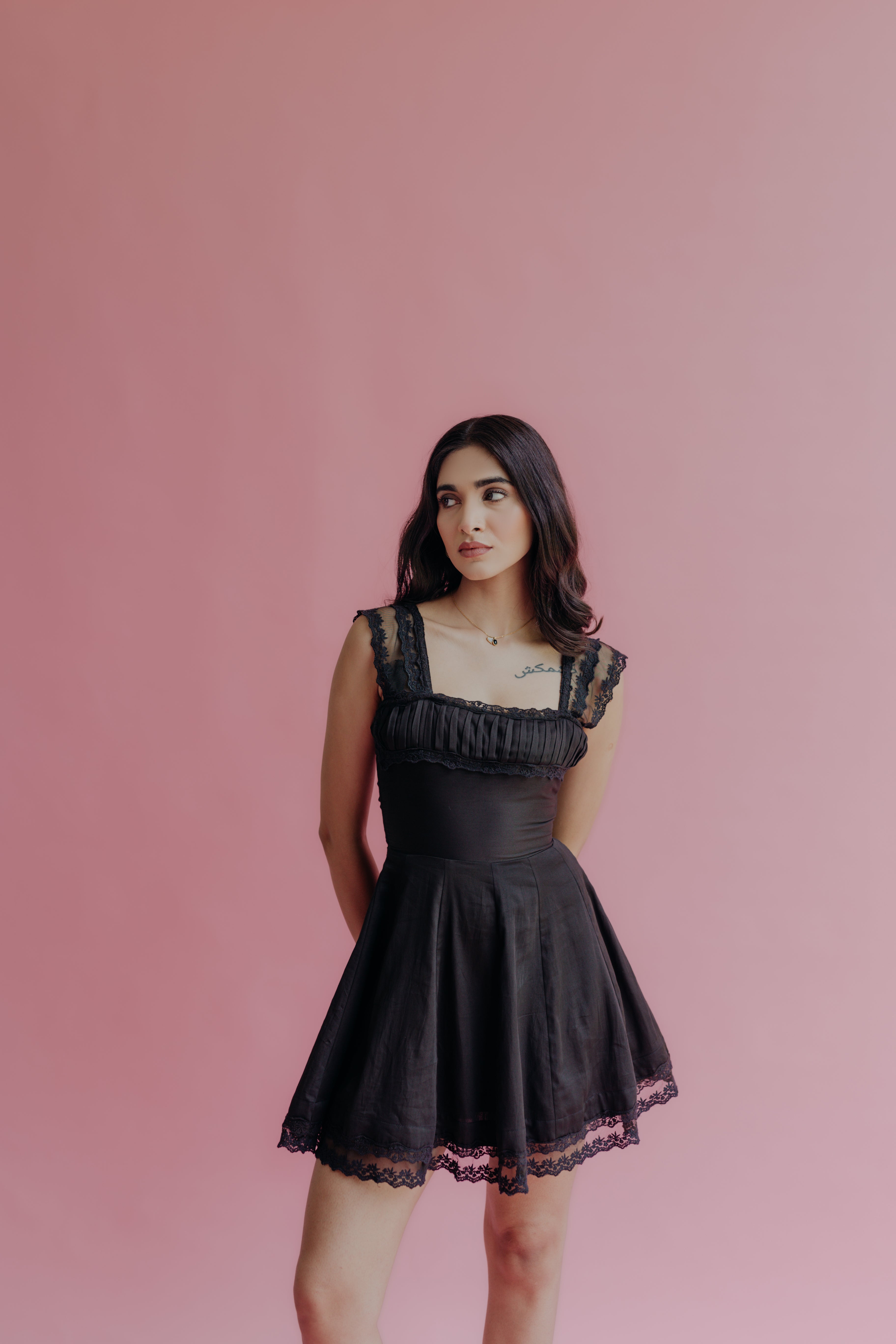 Katerina Black A-Line Mini Dress