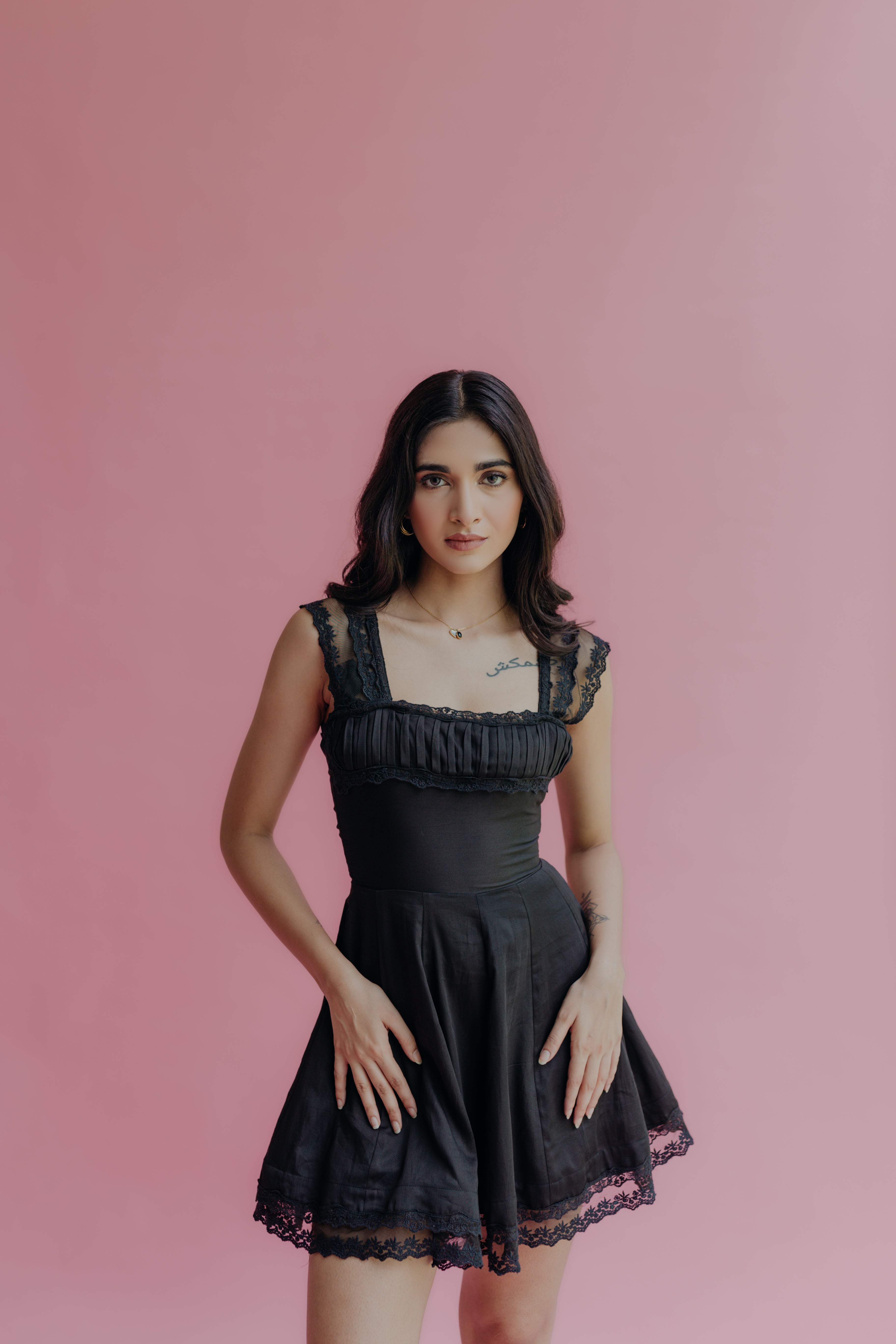 Katerina Black A-Line Mini Dress