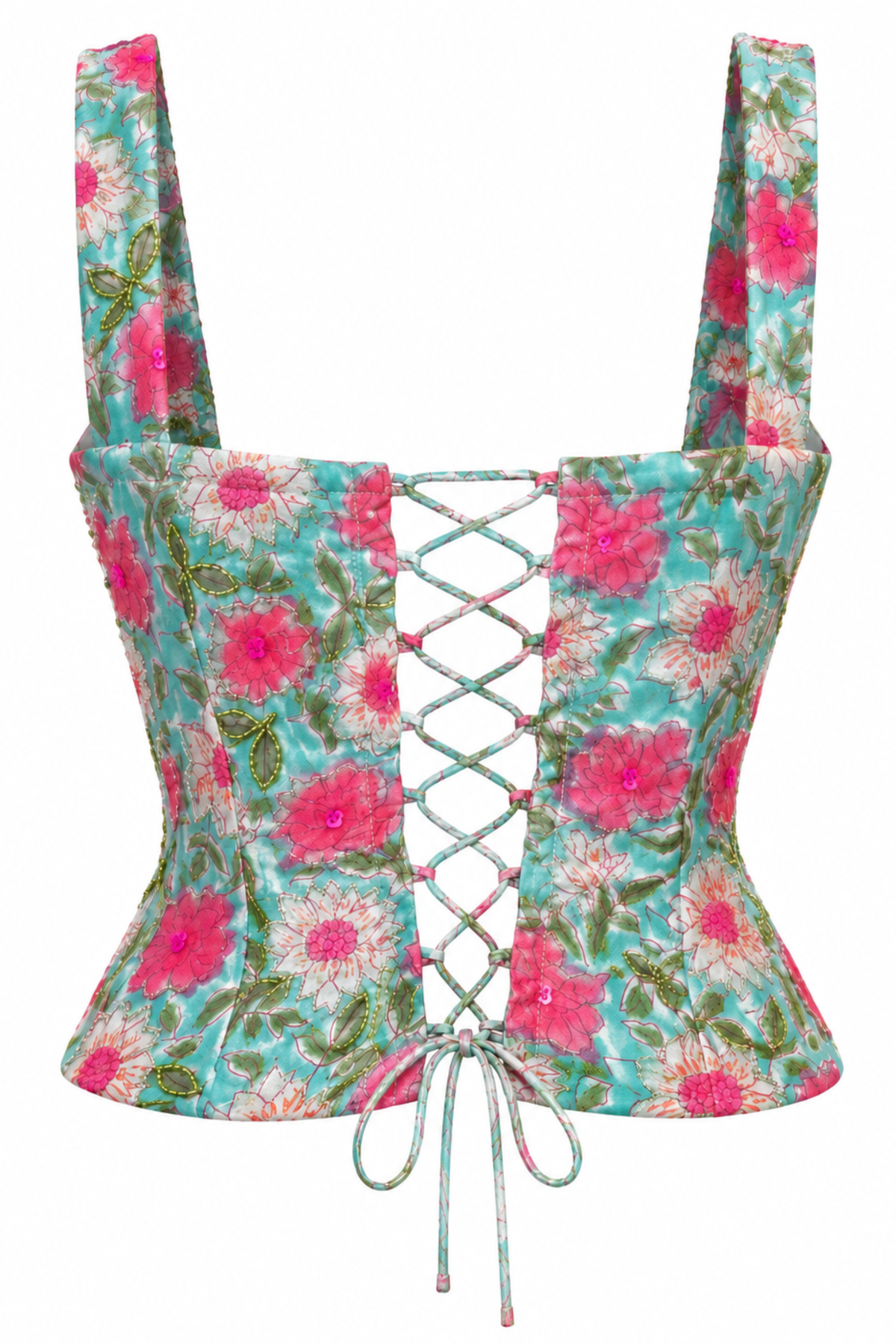 Gulaabo Blue & Pink Floral Embellished Corset