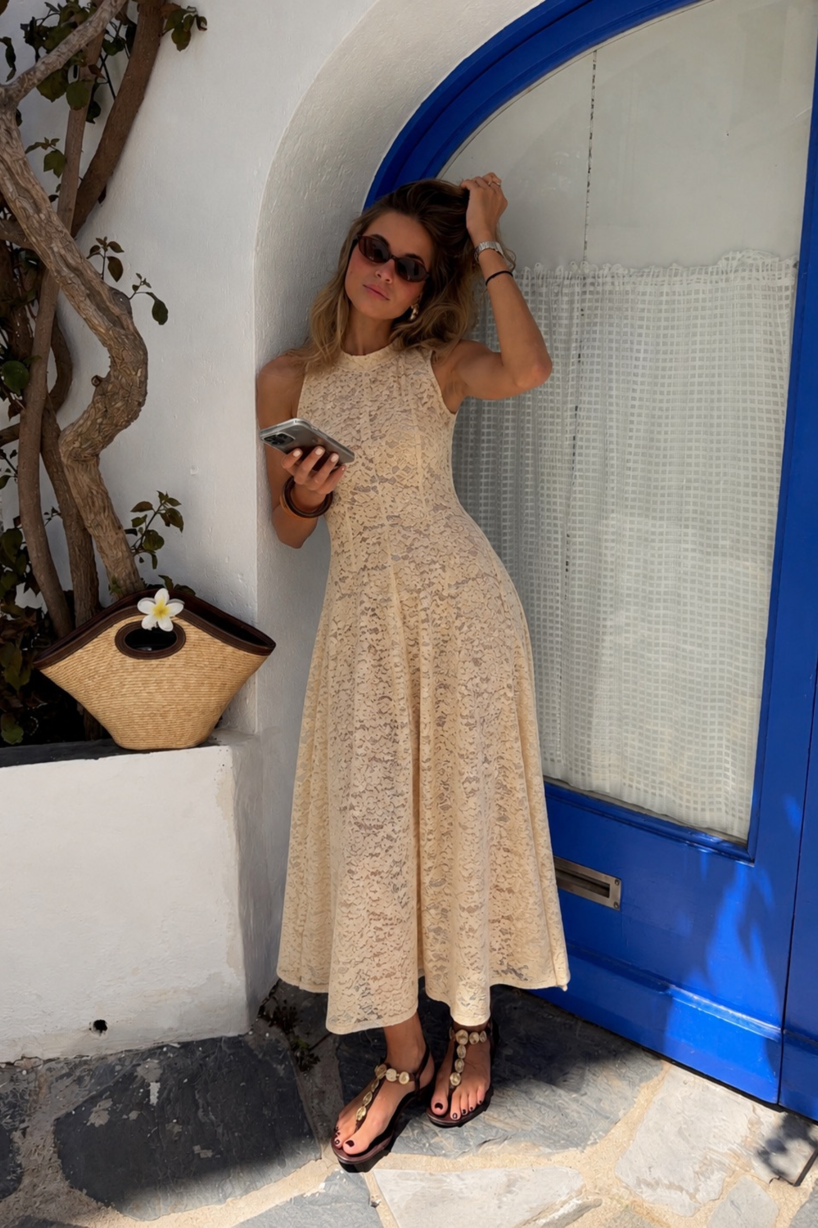 Paris off white maxi lace dress