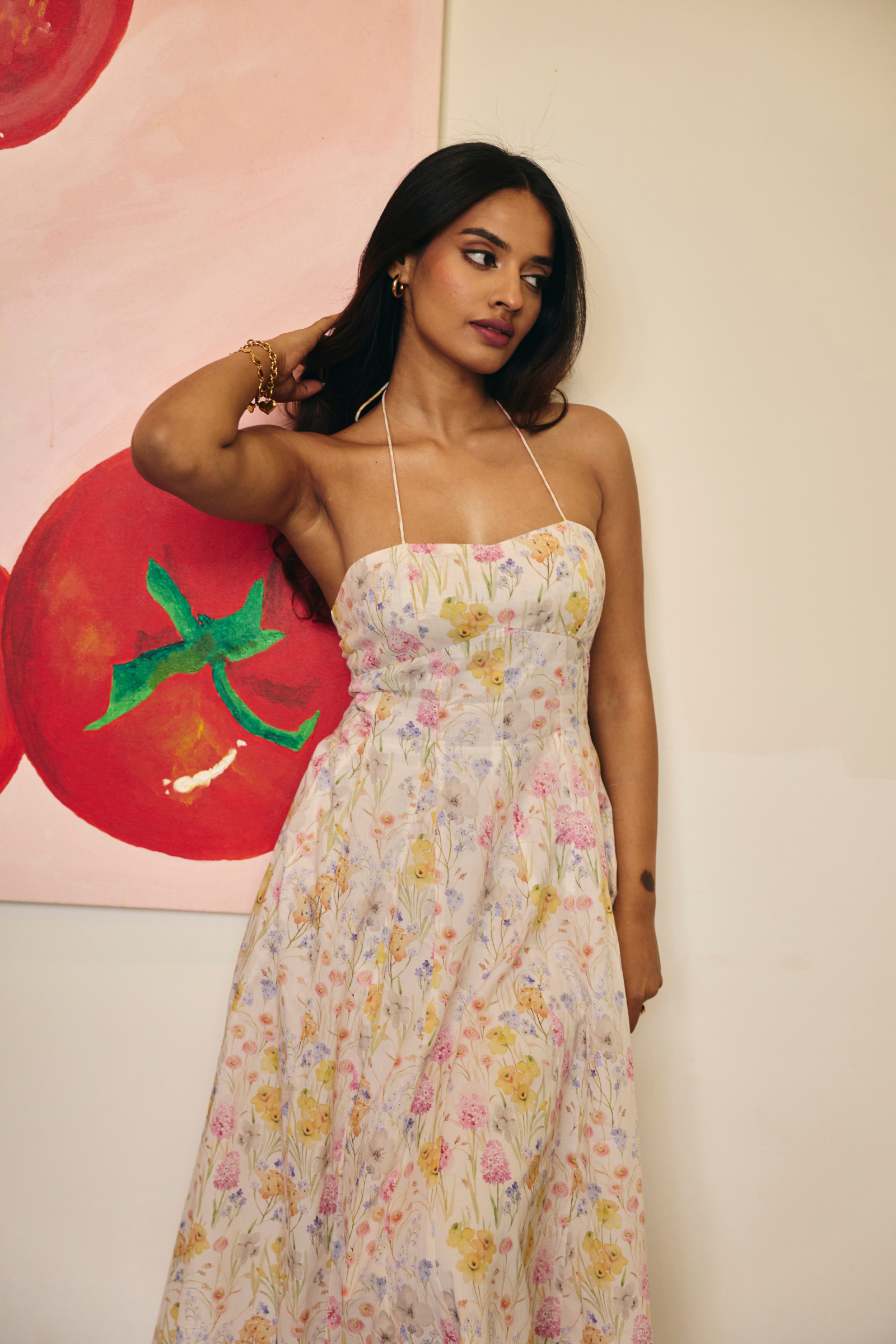 Cannes White Floral Midi Sundress