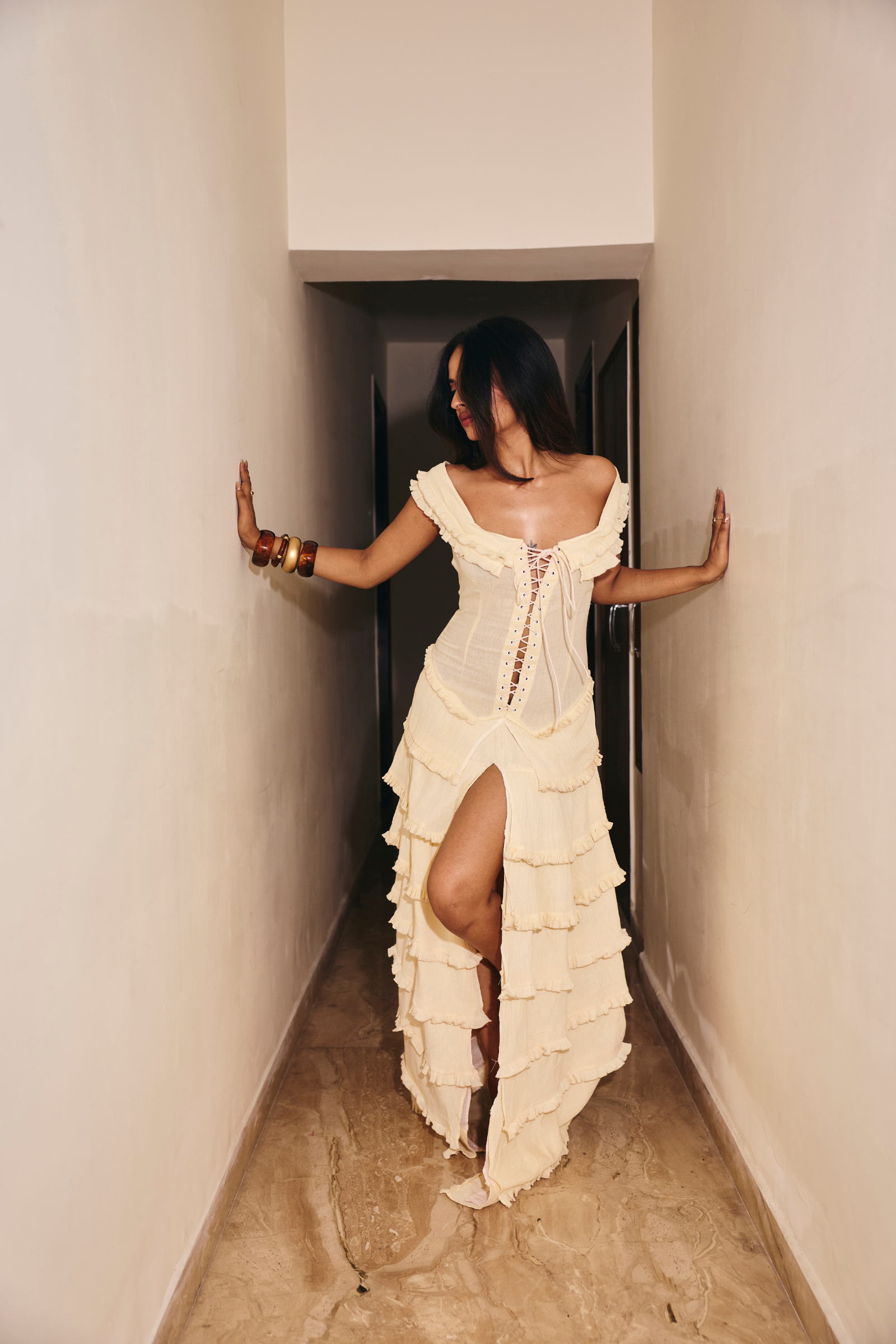 Amalfi Off White Ruffle Dress