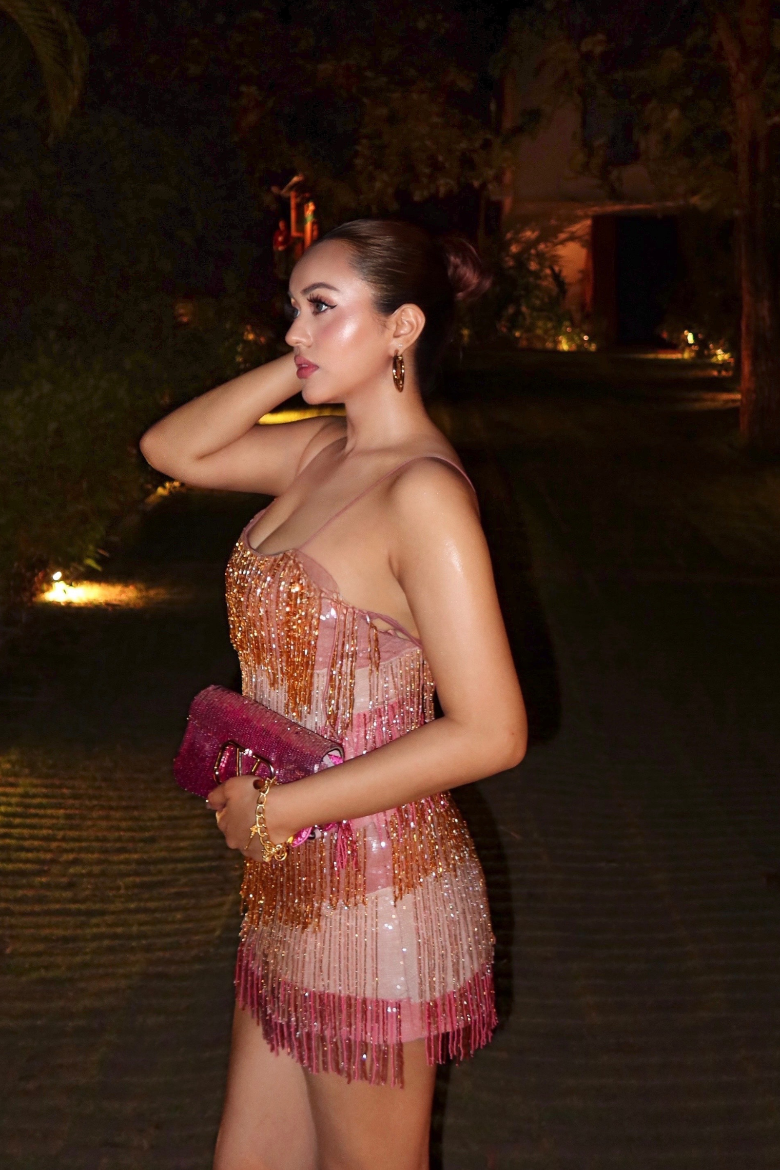 Miami multicolor Fringe Embellished Mini Dress