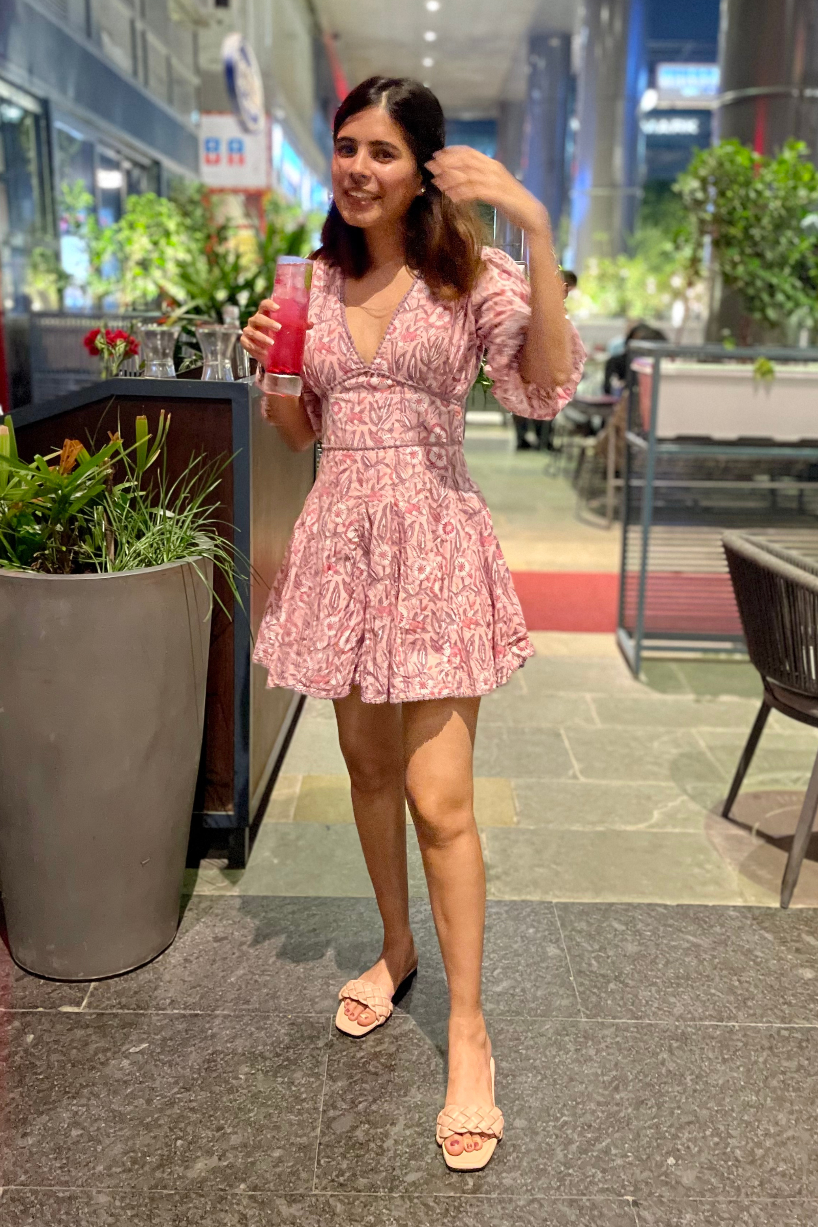 Blair Pink Printed Cotton Dress