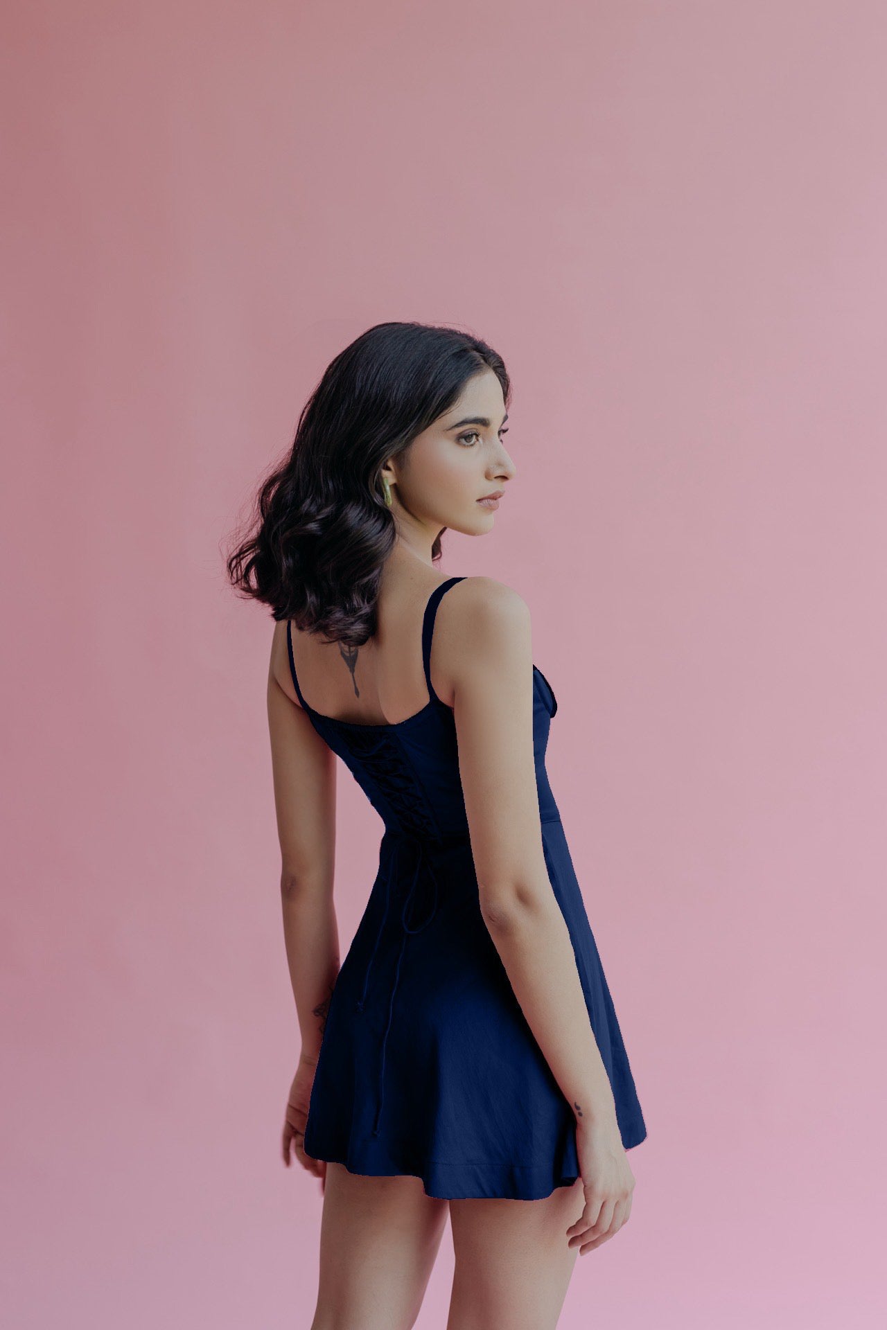 Ashley Navy Blue Corset Mini Dress