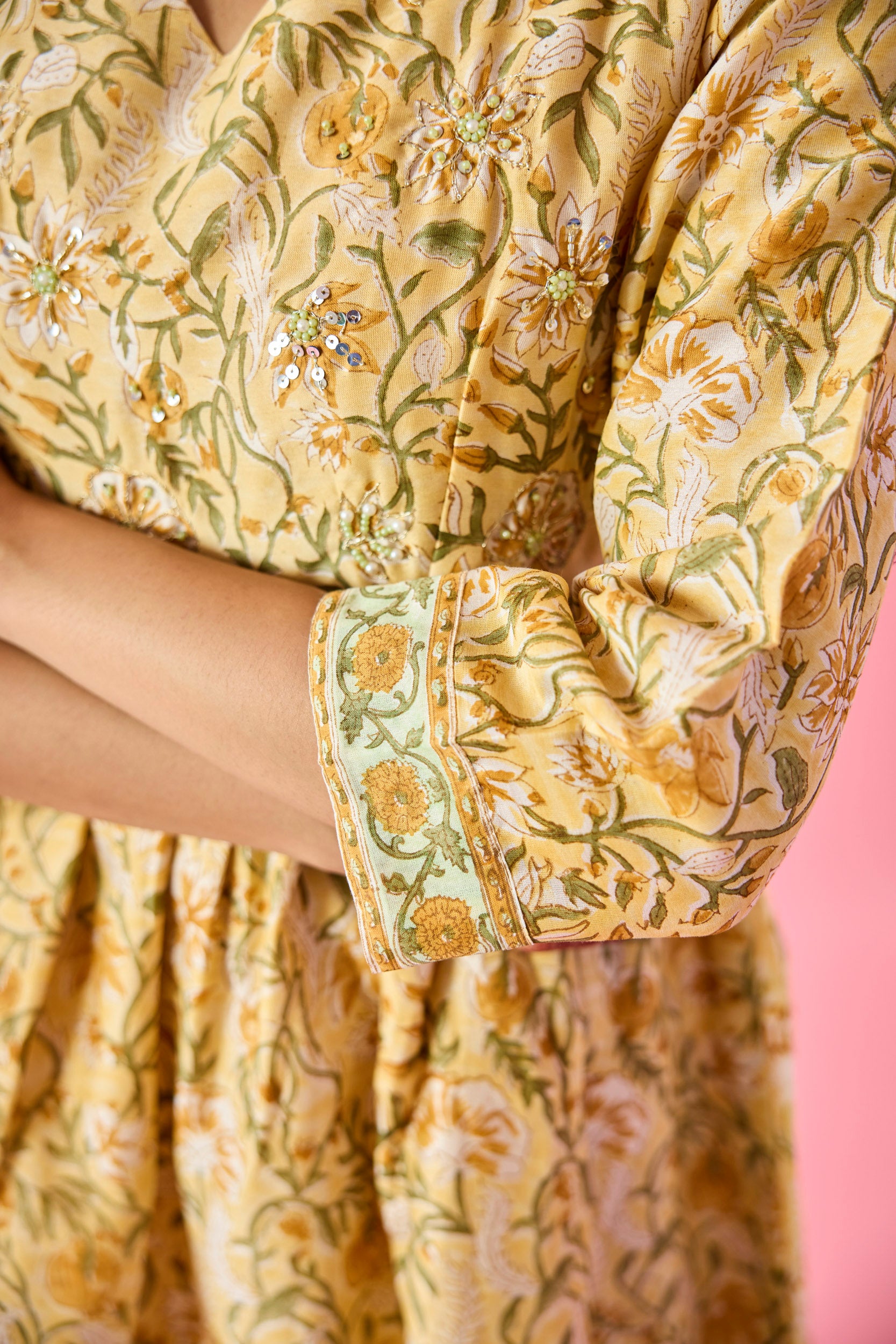 Parizaad Yellow Chanderi Hand Embellished Kurta Set