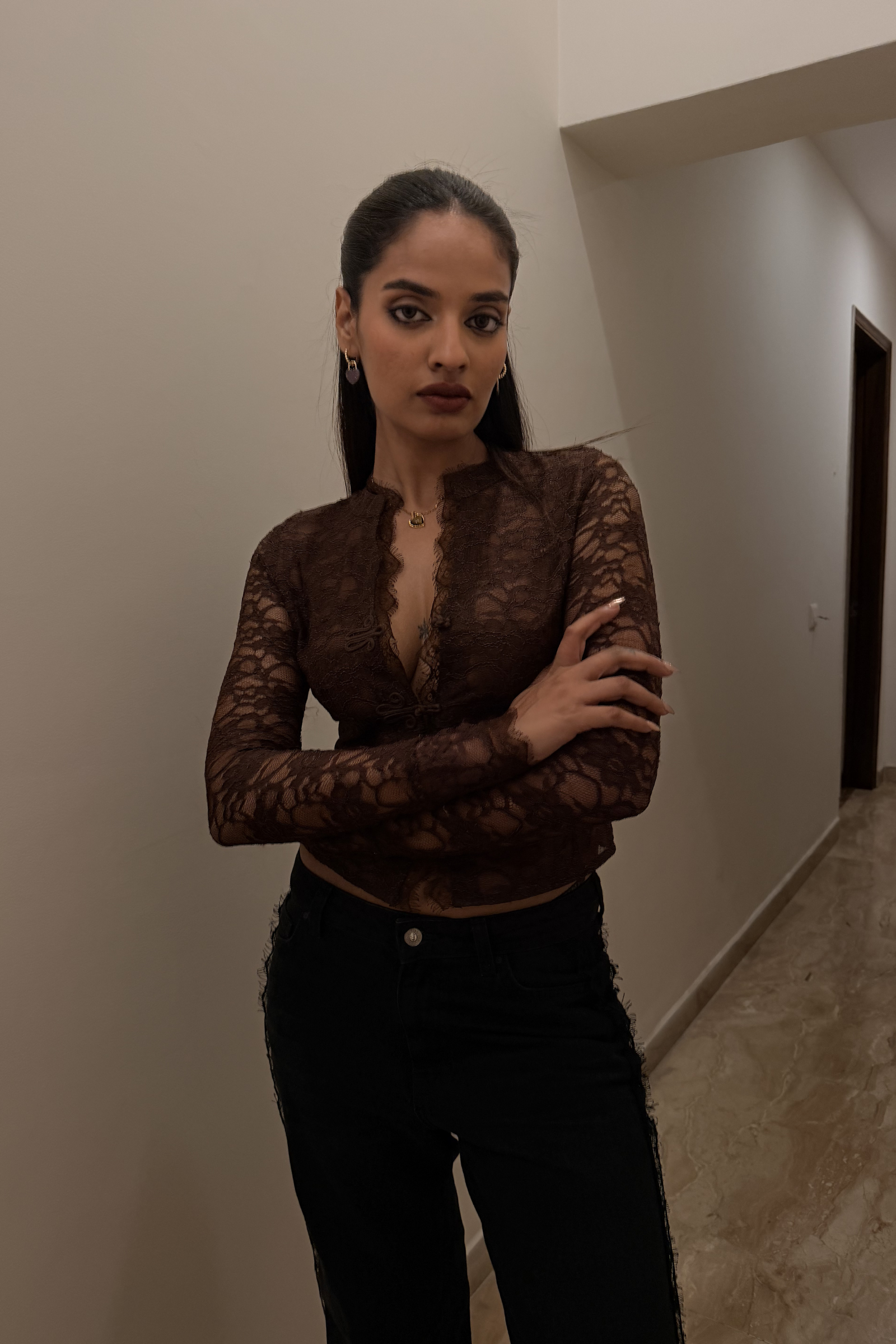 Petra Brown lace top
