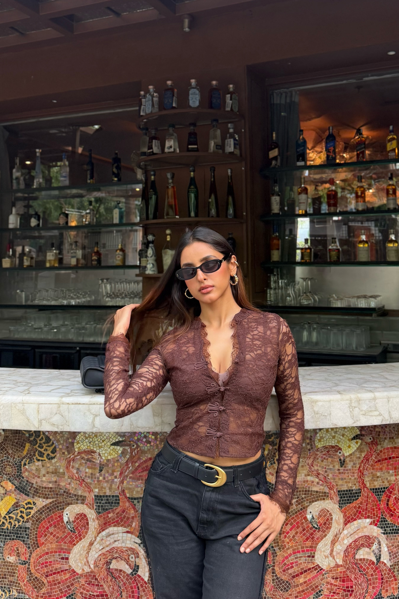 Petra Brown lace top