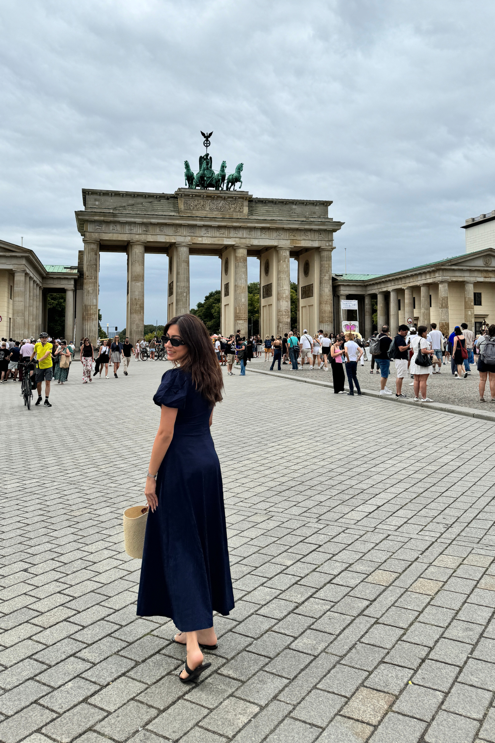 Brezza Navy Blue V-Neck Maxi Dress