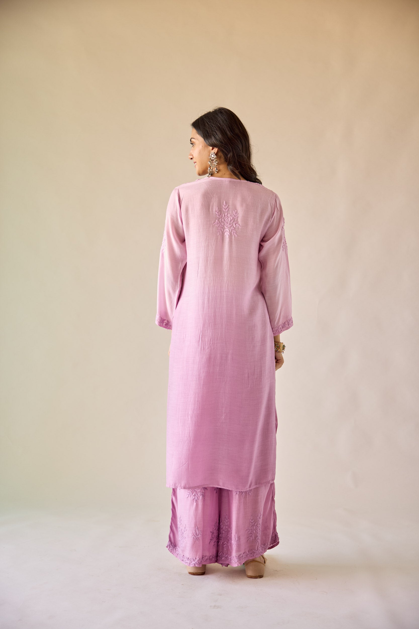 Zarina Lilac Ombre Modal Hand Embroidered Chikankari Kurta & Pant Set