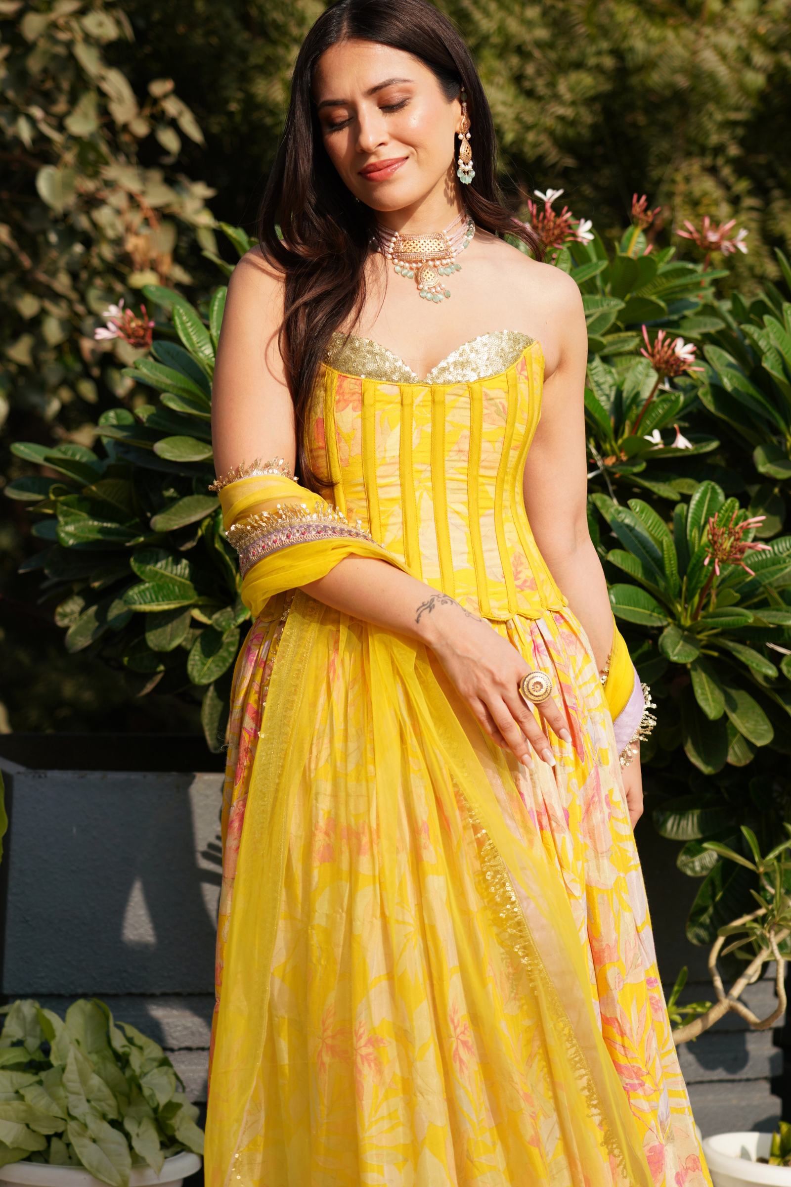 Hania Yellow Sequinned Corset