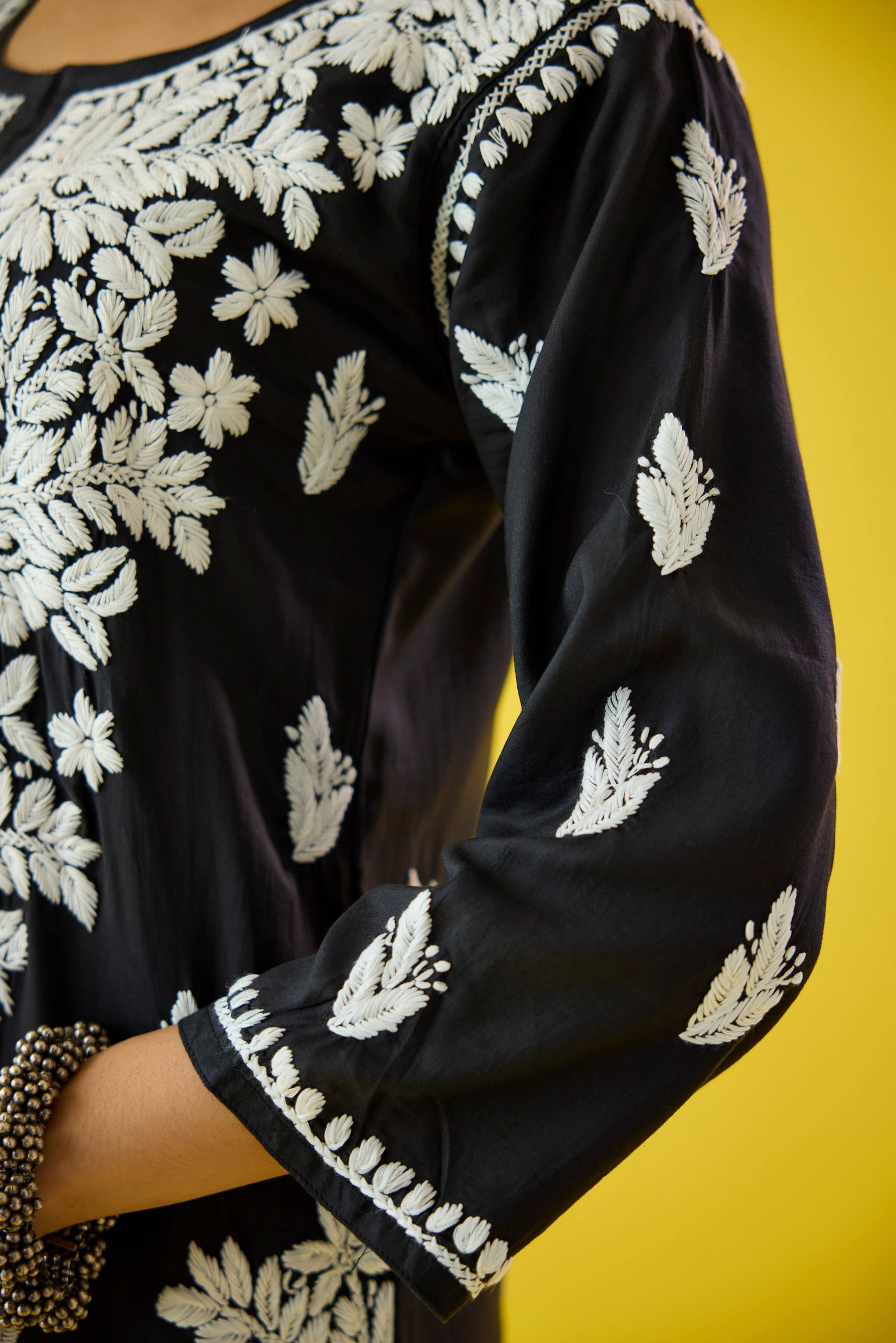 Raima Black Modal Hand Embroidered Chikankari Kurta & Pant Set