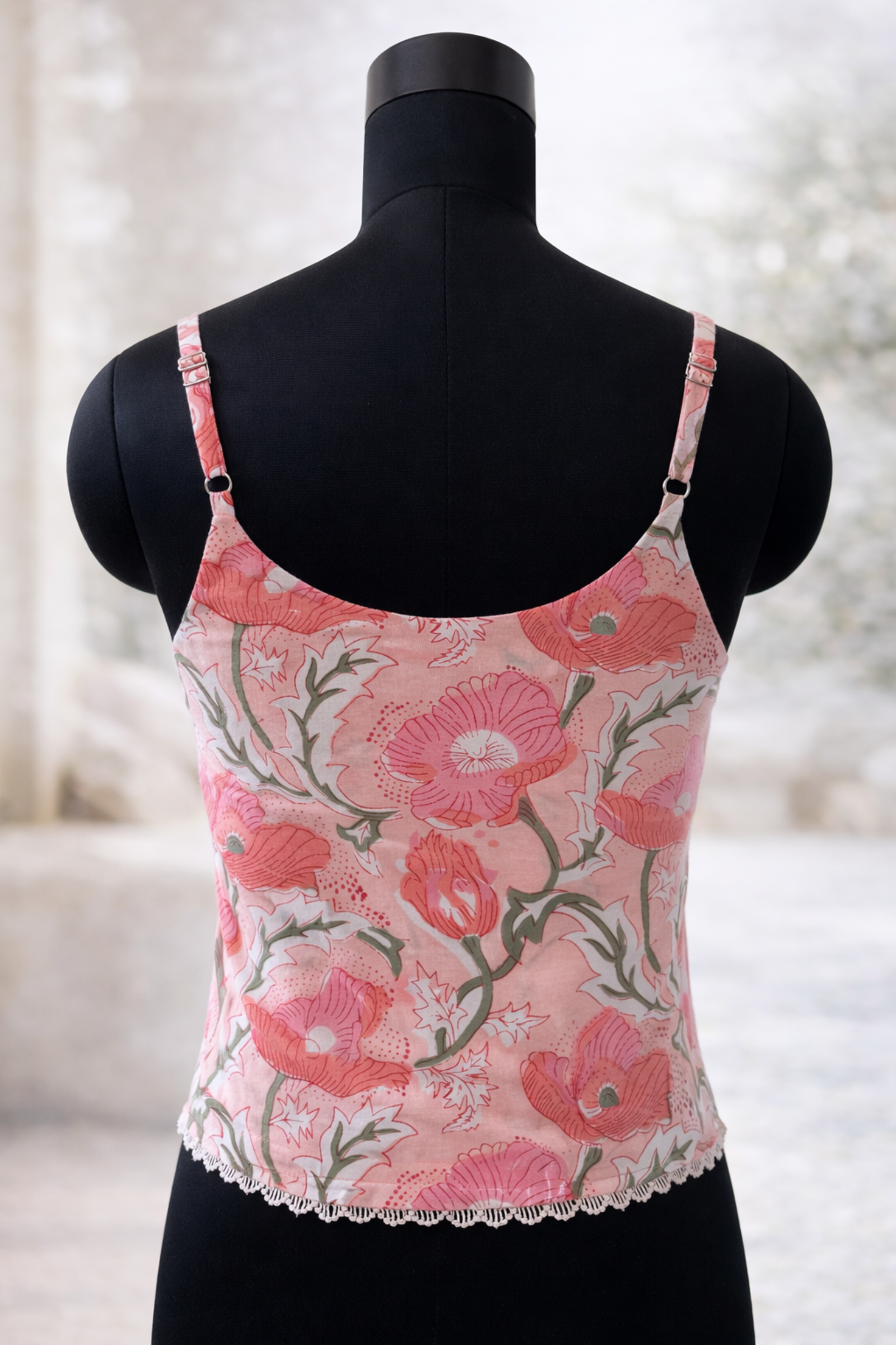Shelly Pink Floral Sleeveless Cotton Top