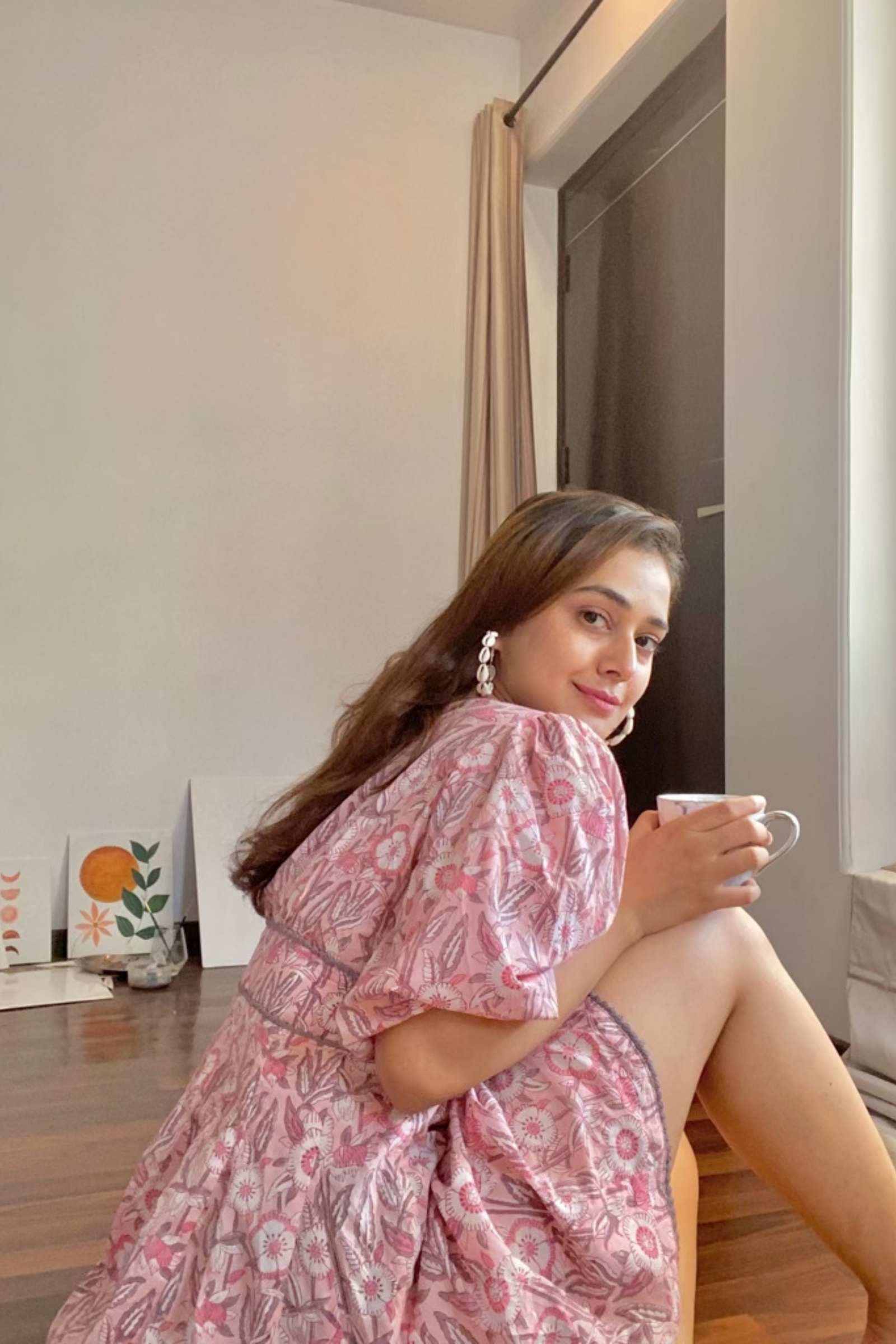 Blair Pink Printed Cotton Dress