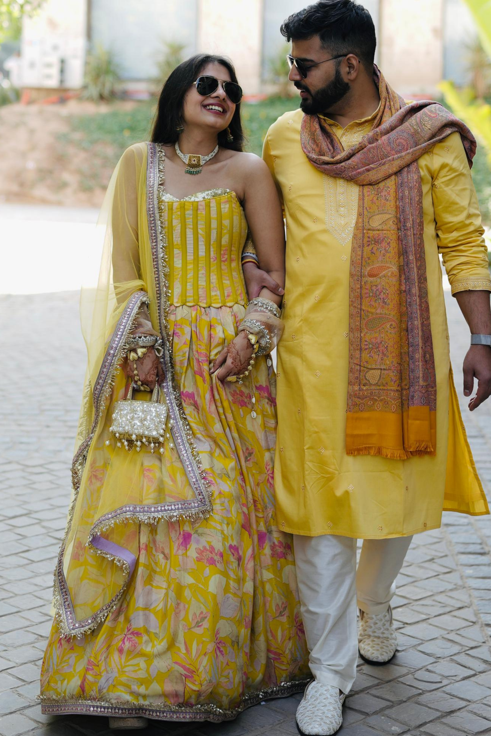 Anaya Yellow Sequinned Corset Muslin Lehenga Set