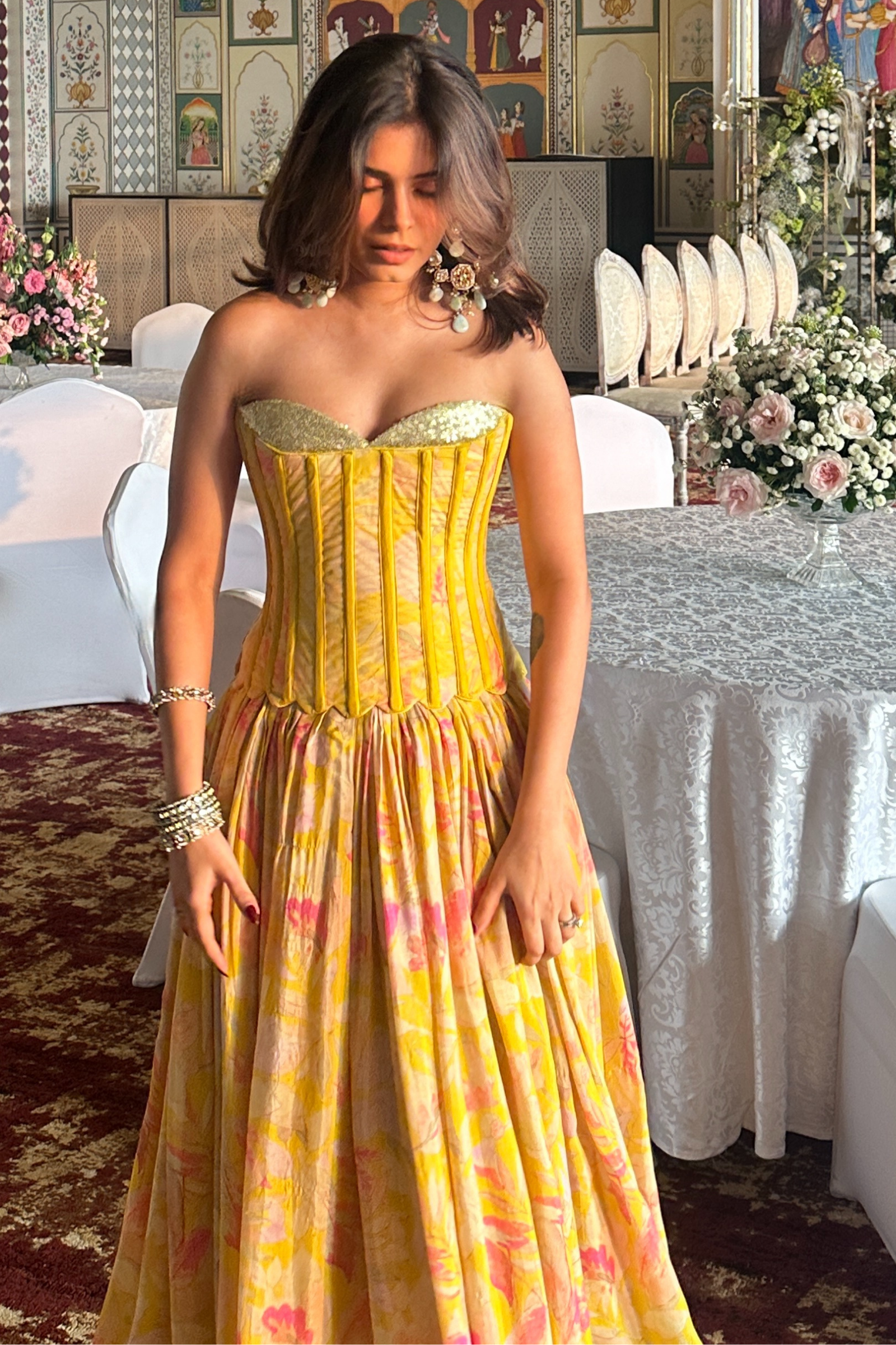 Hania Yellow Sequinned Corset