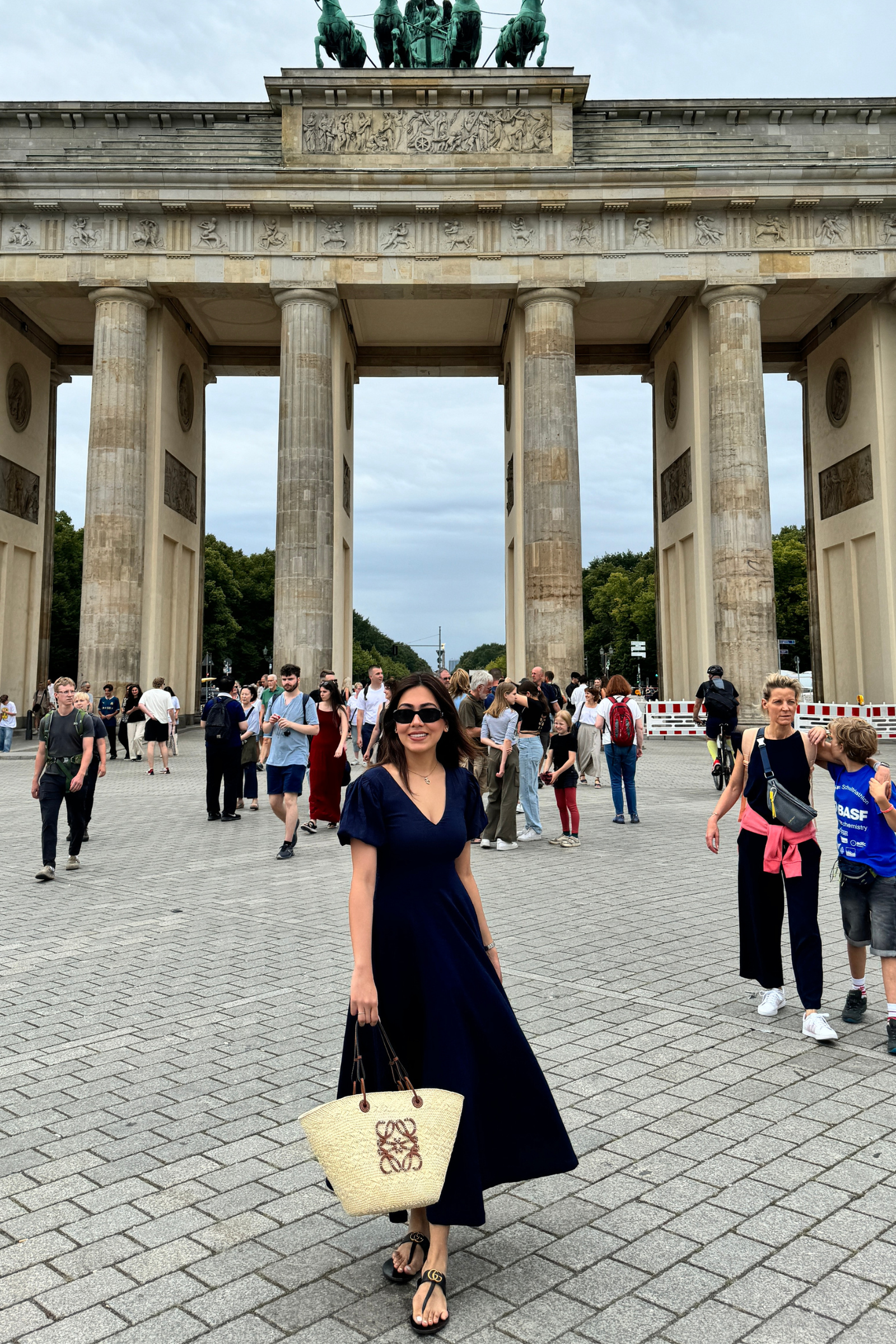 Brezza Navy Blue V-Neck Maxi Dress