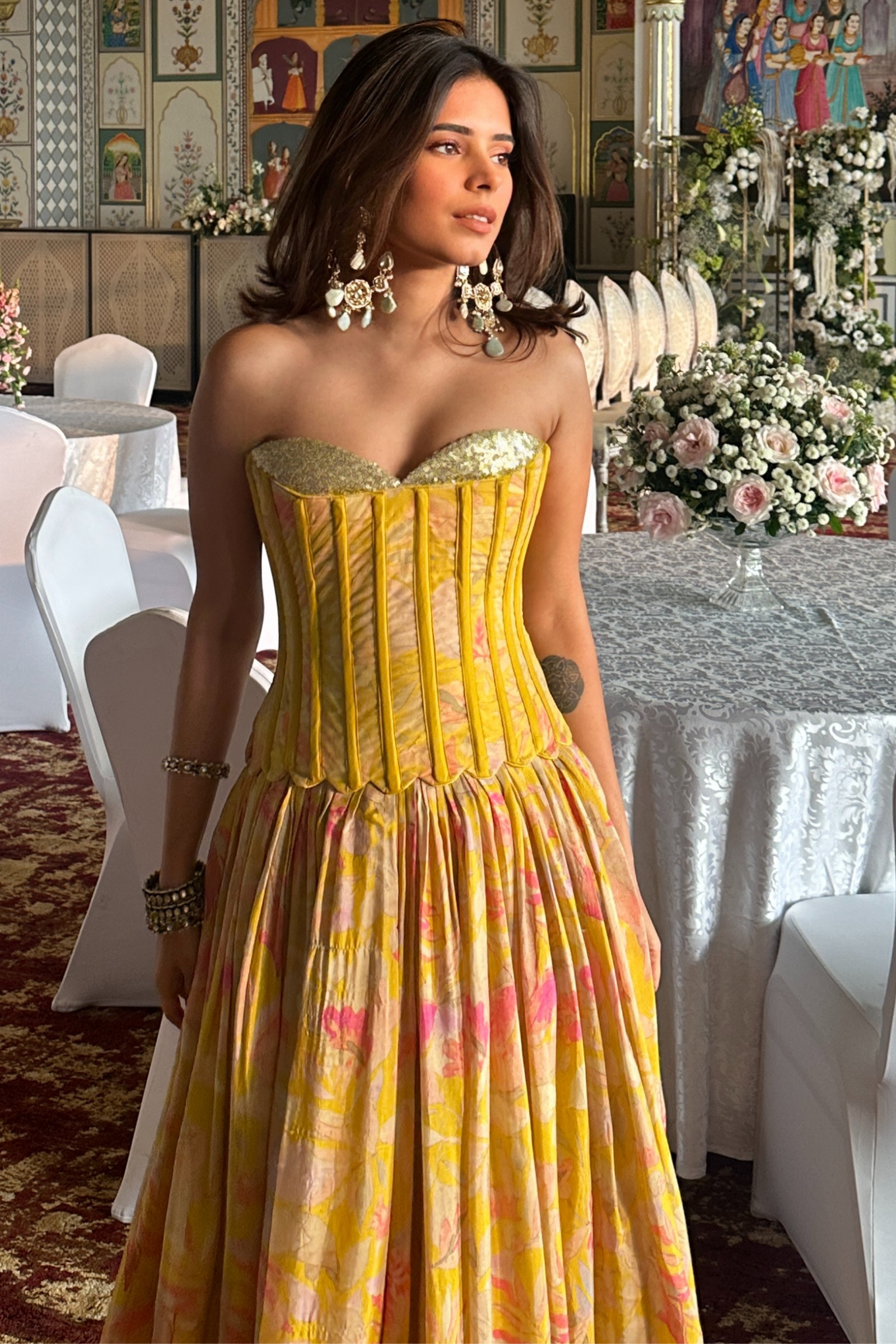 Hania Yellow Sequinned Corset