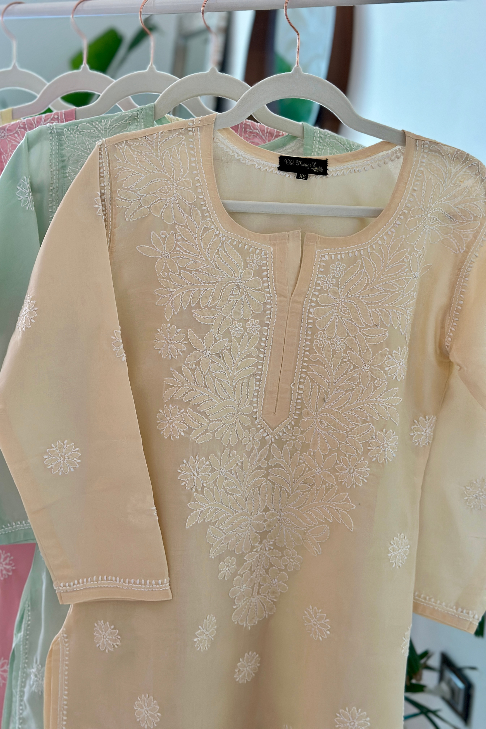 Milos Voil Hand Embroidered Chikankari Kurta With Slip