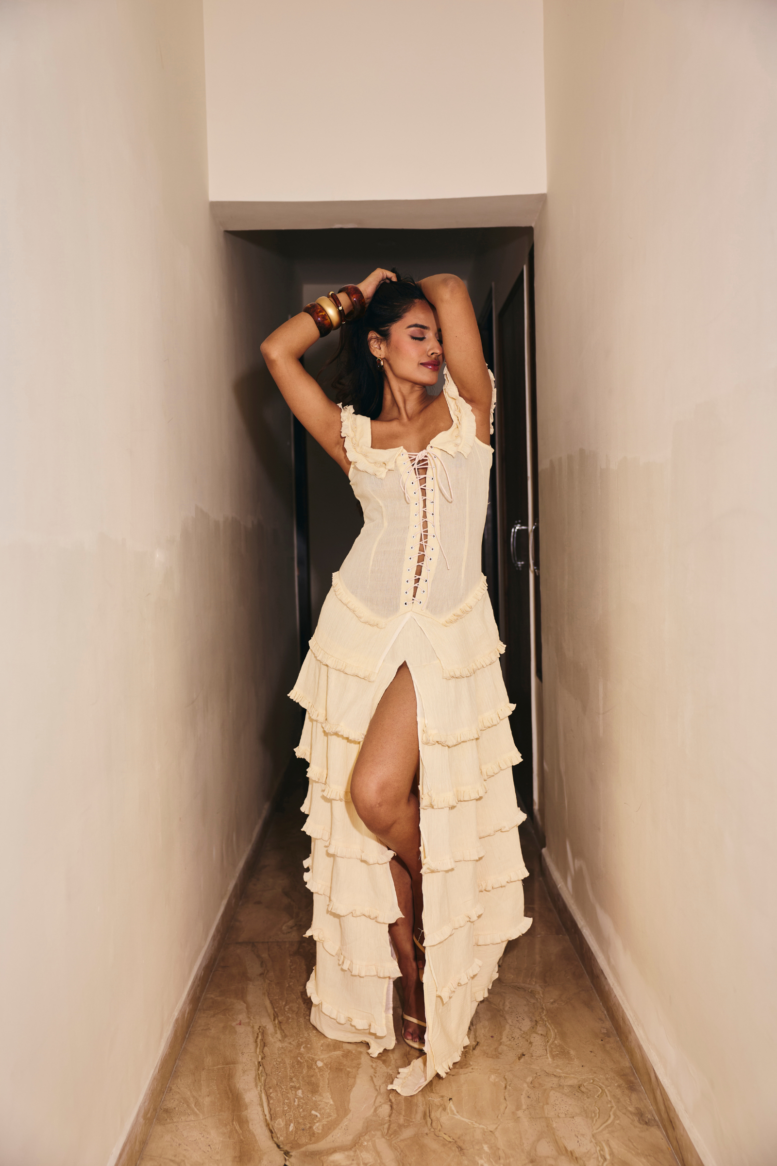 Amalfi Off White Ruffle Dress