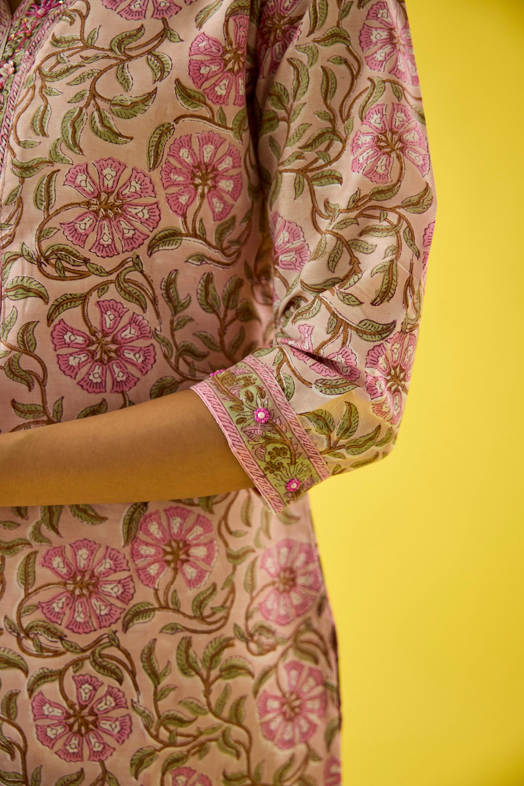 Aarzoo Pink Chanderi Hand Embellished Kurta Set