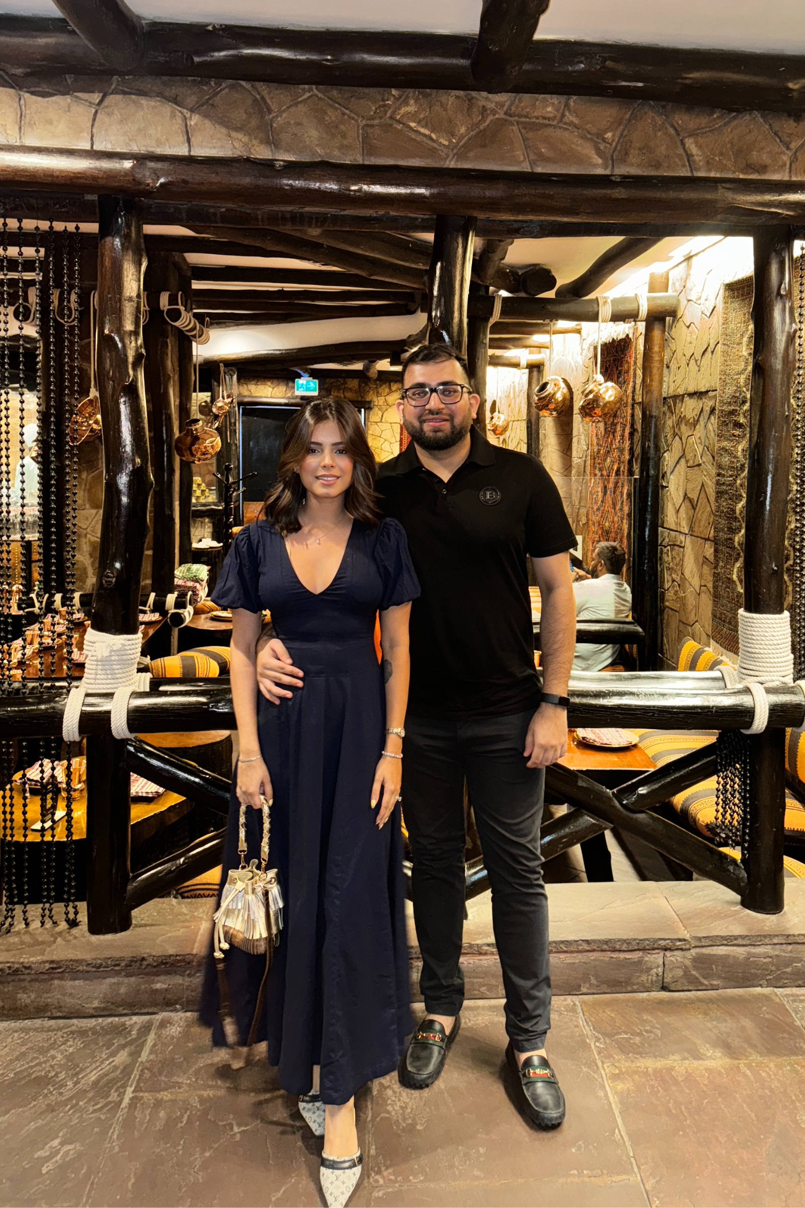 Brezza Navy Blue V-Neck Maxi Dress