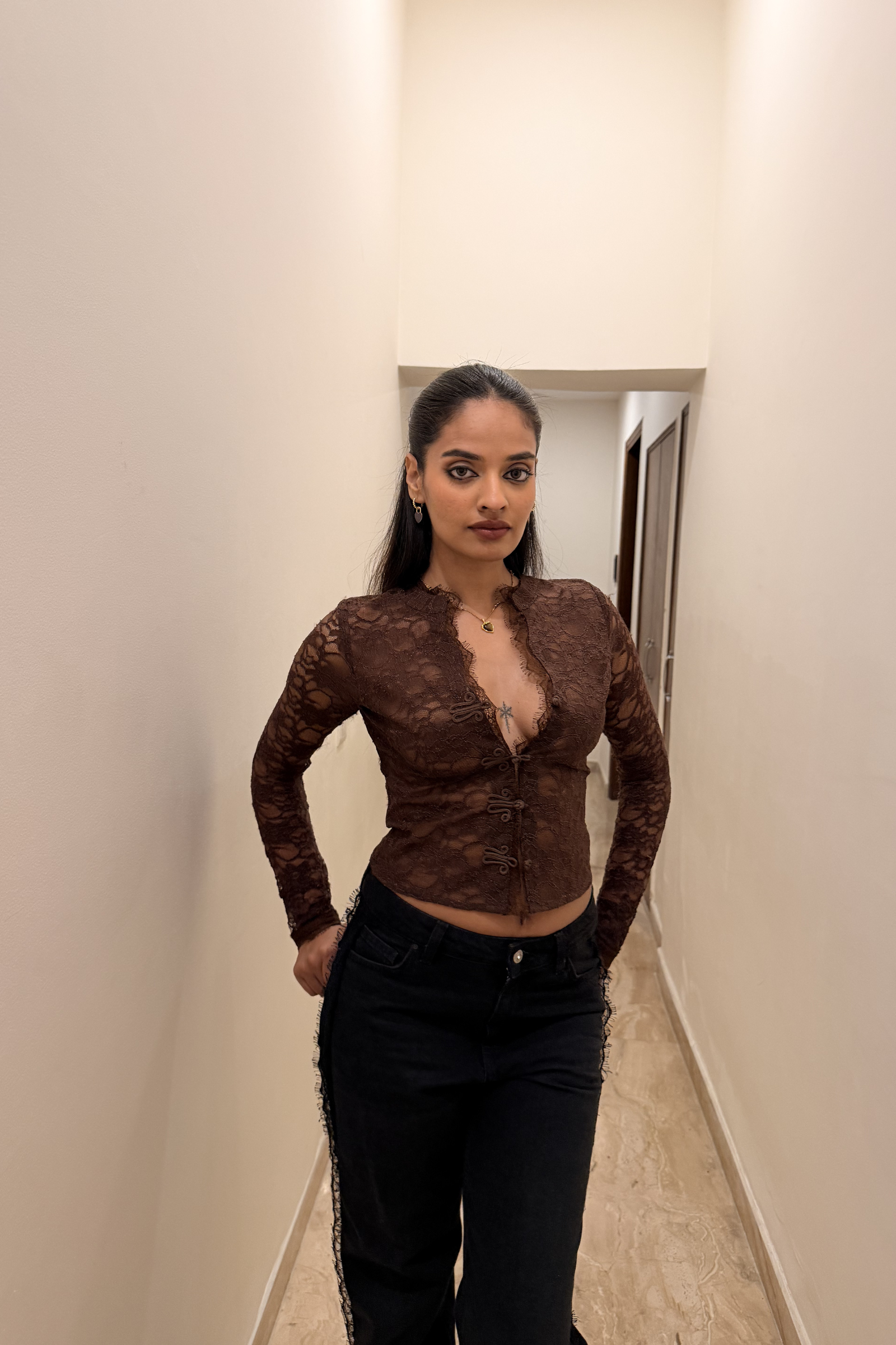 Petra Brown lace top