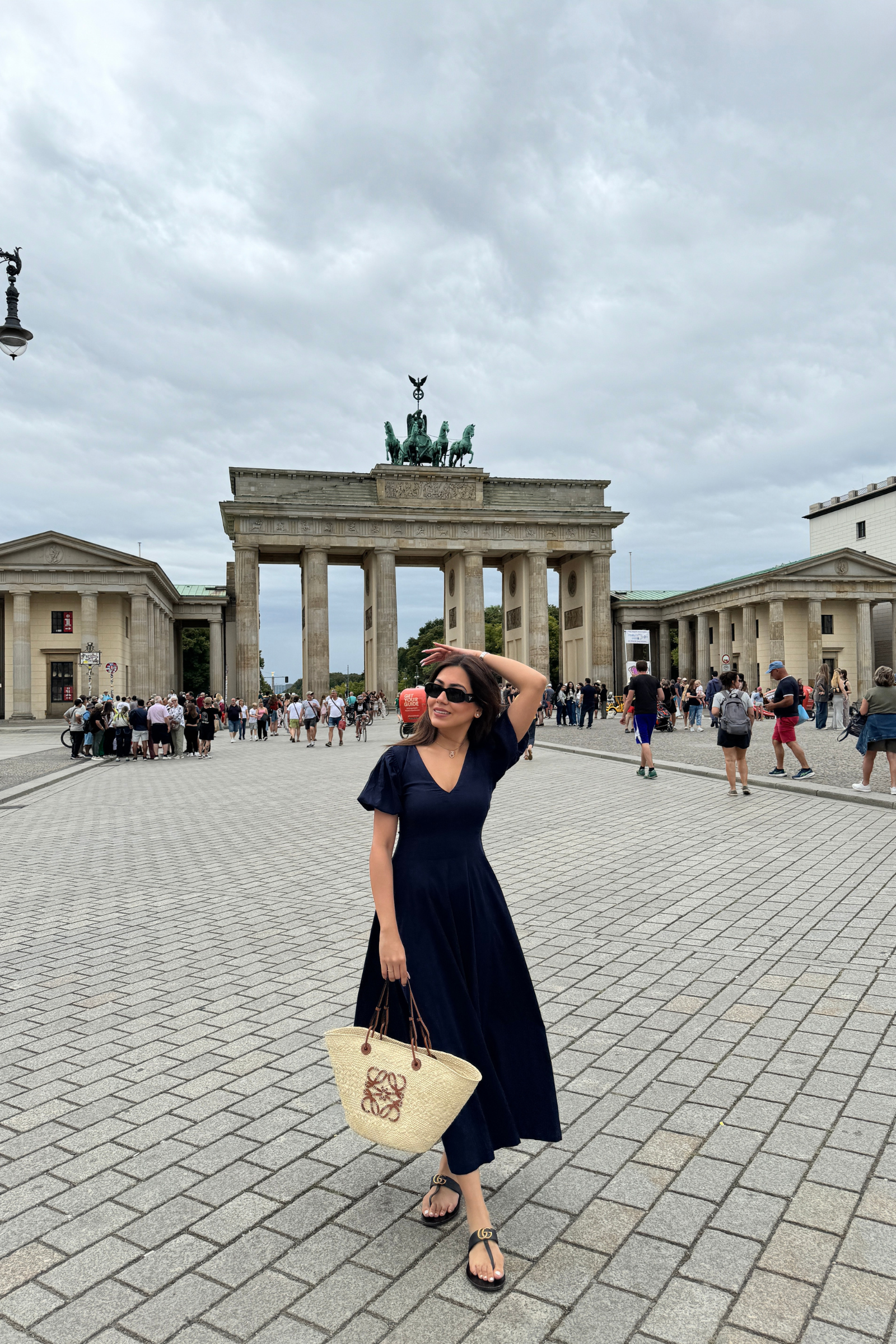 Brezza Navy Blue V-Neck Maxi Dress