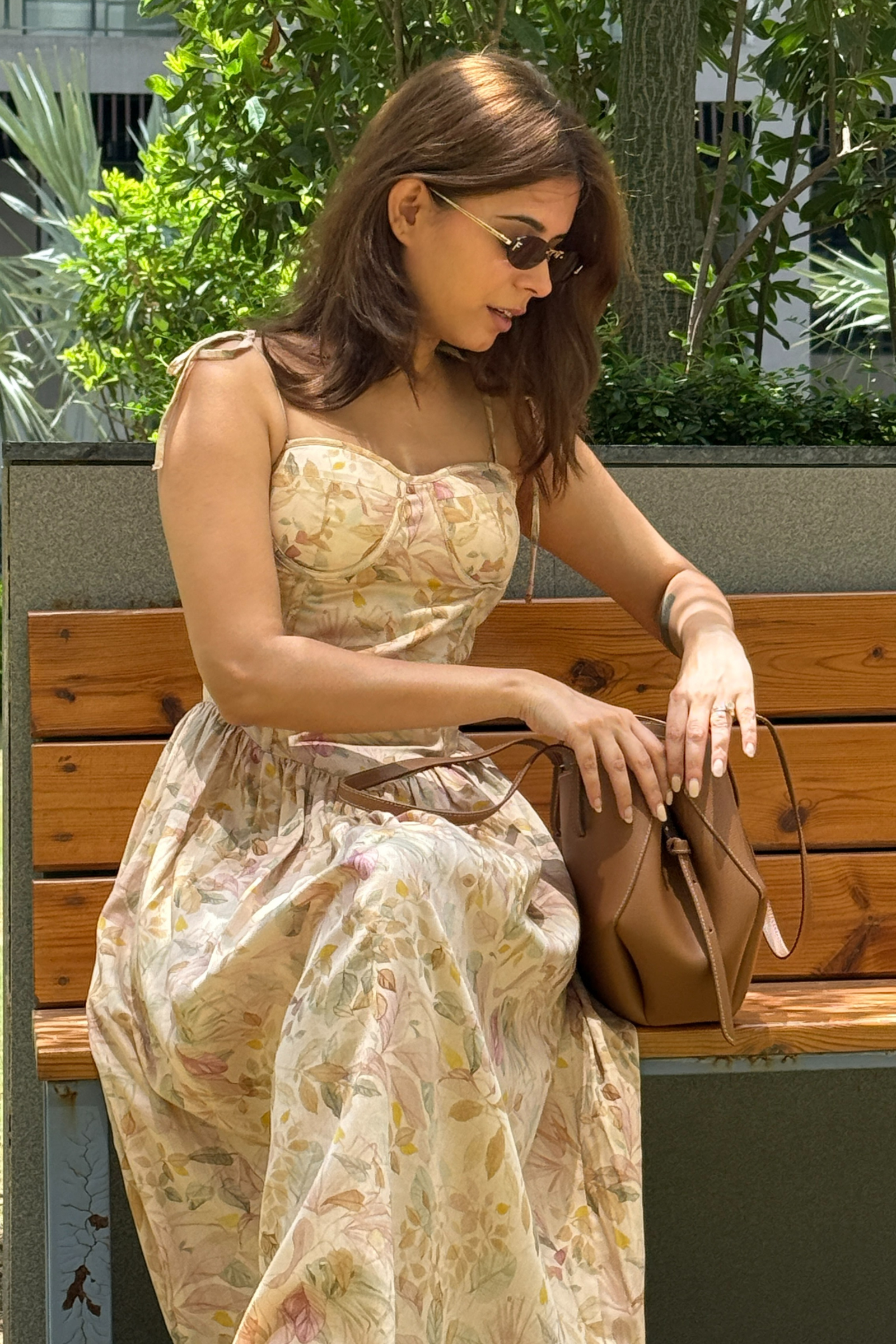 Demi Cream Floral Corset Midi Dress