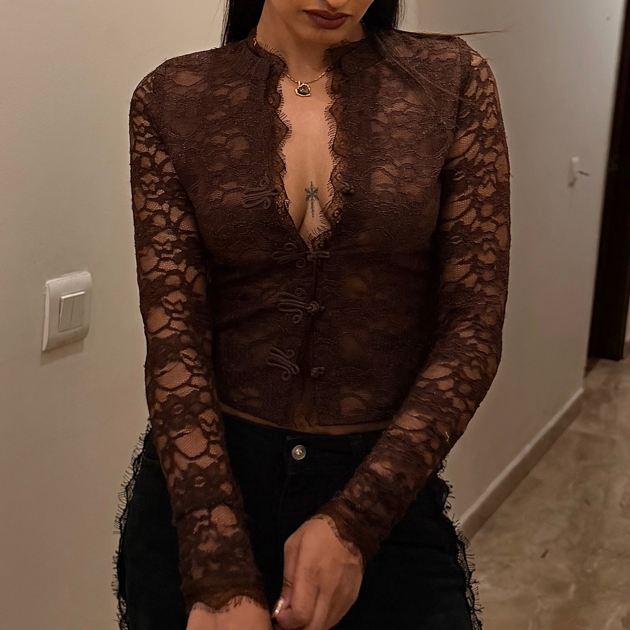 Petra Brown lace top