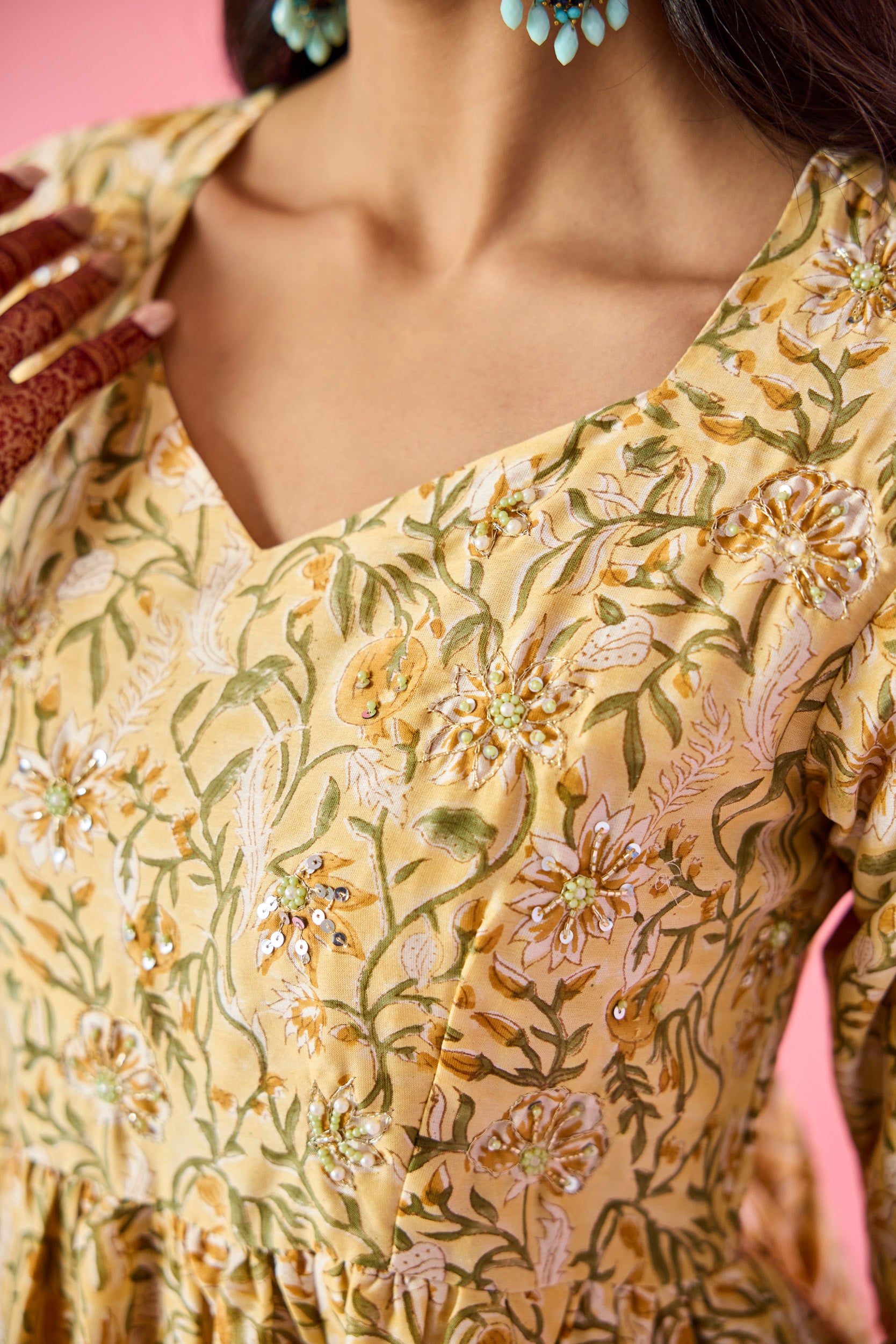 Parizaad Yellow Chanderi Hand Embellished Kurta Set