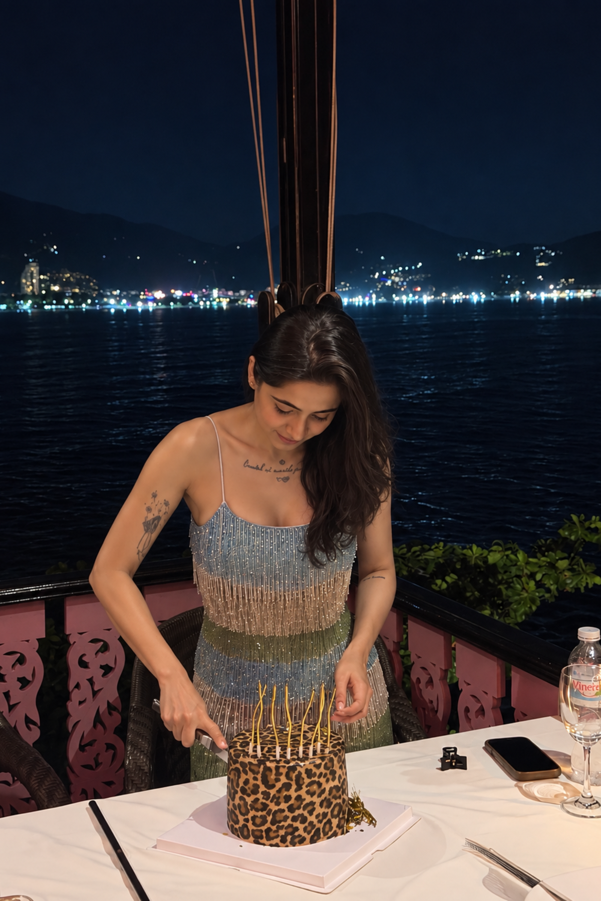 Mykonos Blue Fringe Embellished Mini Dress