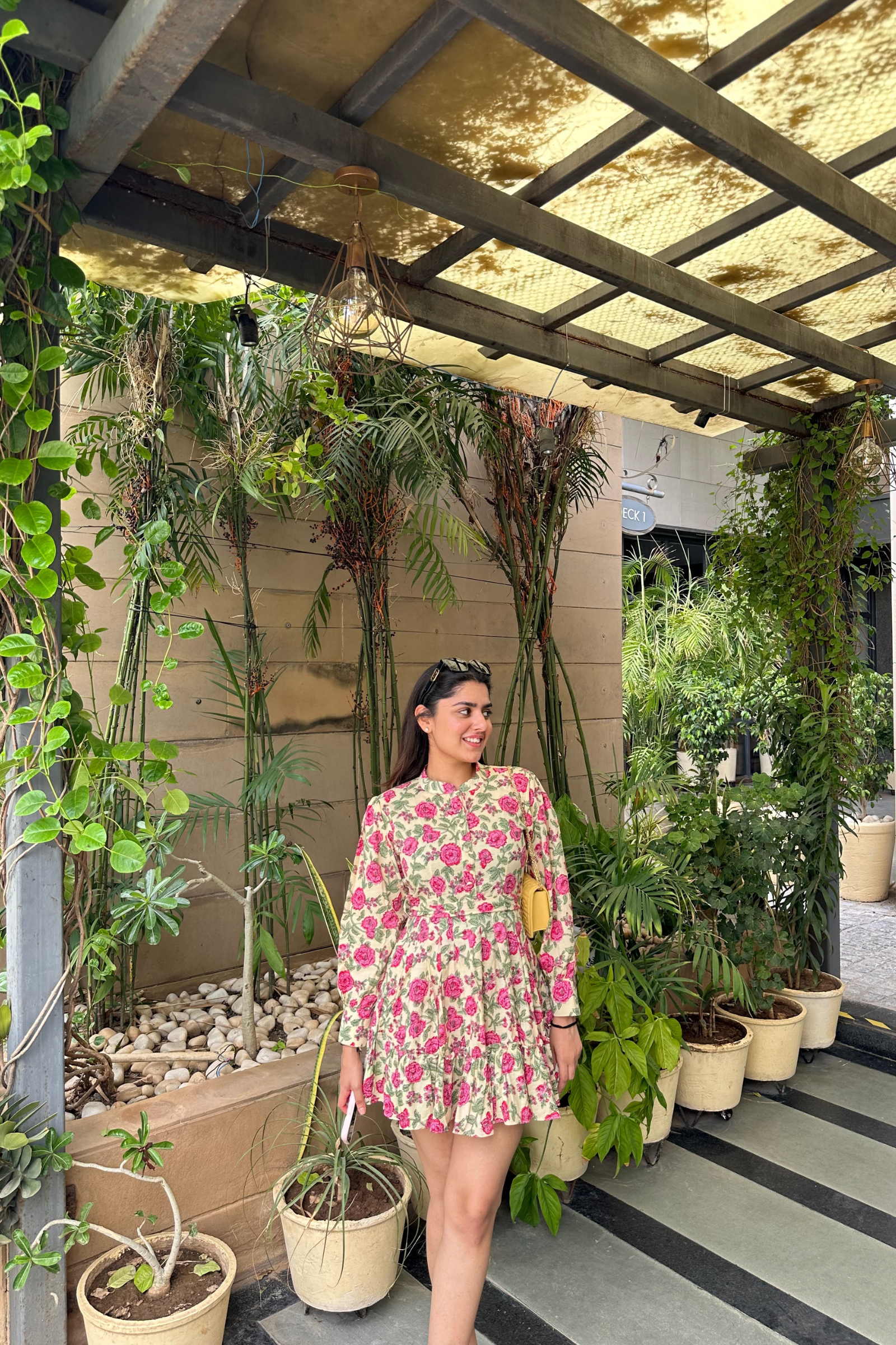 Kikki Yellow Printed Cotton Collared Dress