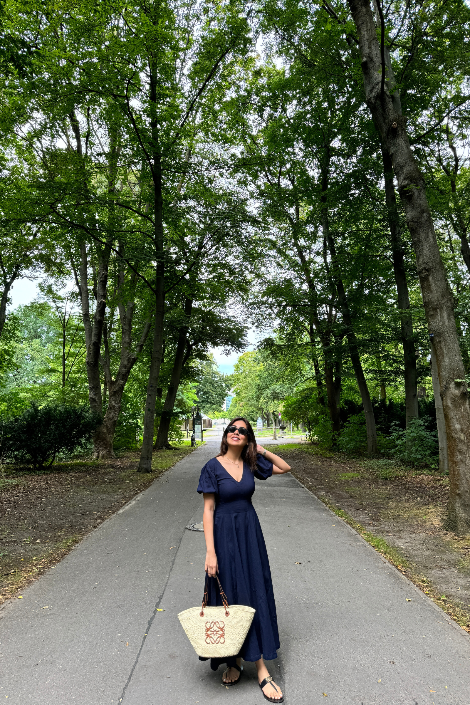 Brezza Navy Blue V-Neck Maxi Dress