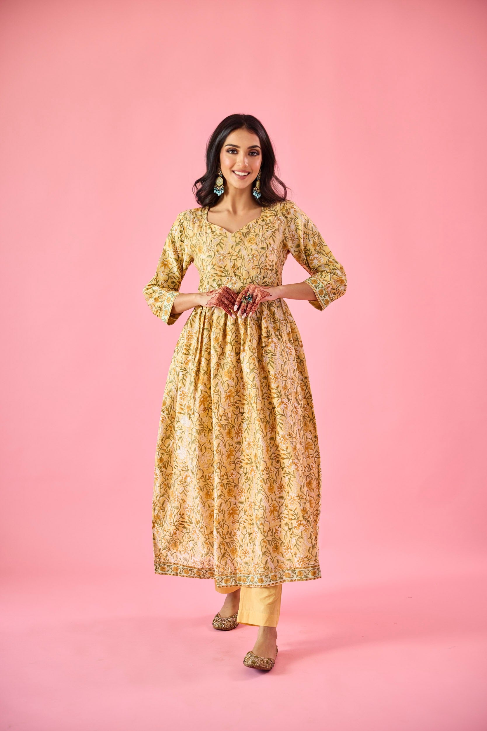 Parizaad Yellow Chanderi Hand Embellished Kurta Set