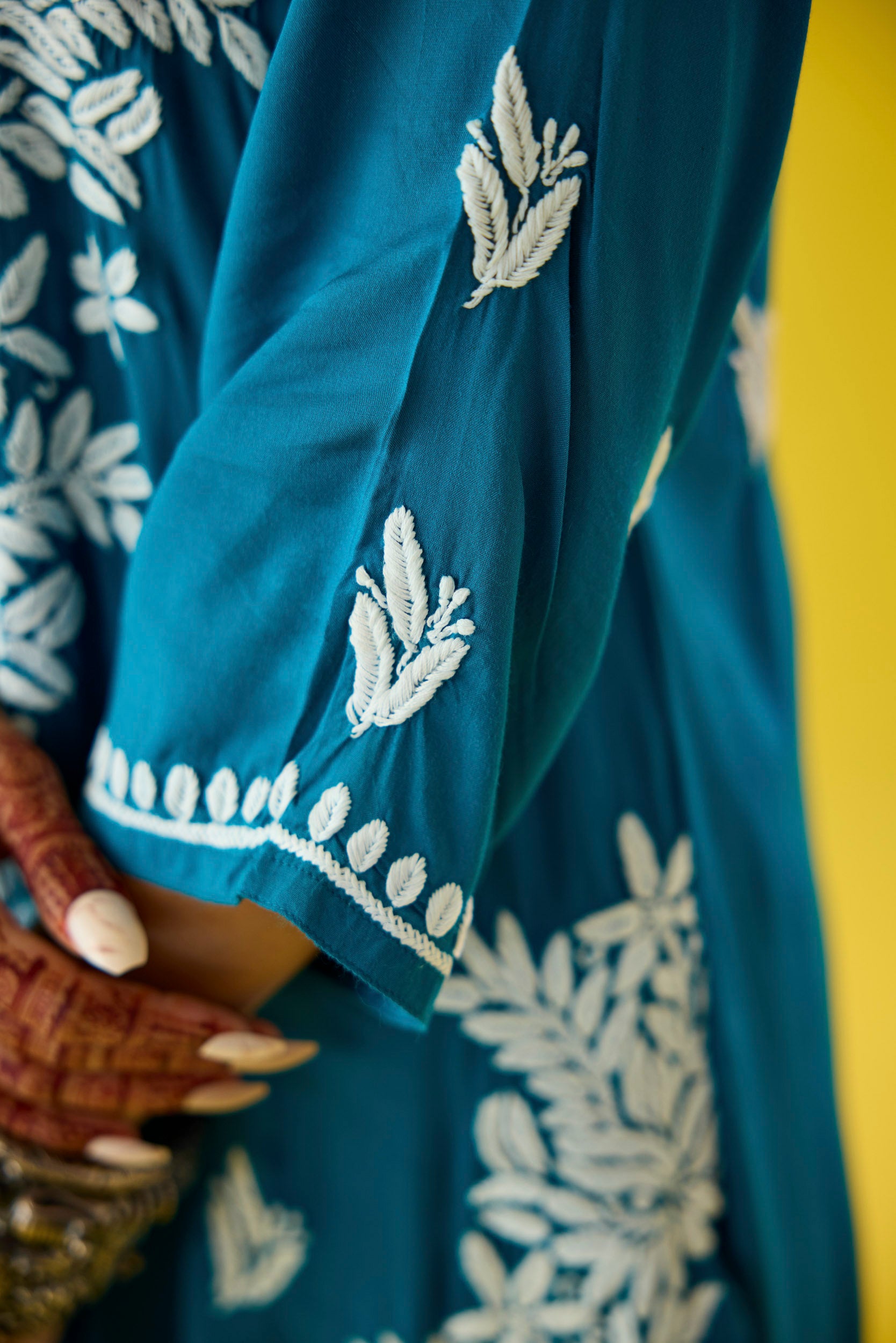 Aanya Blue Modal Hand Embroidered Chikankari Kurta & Pant Set
